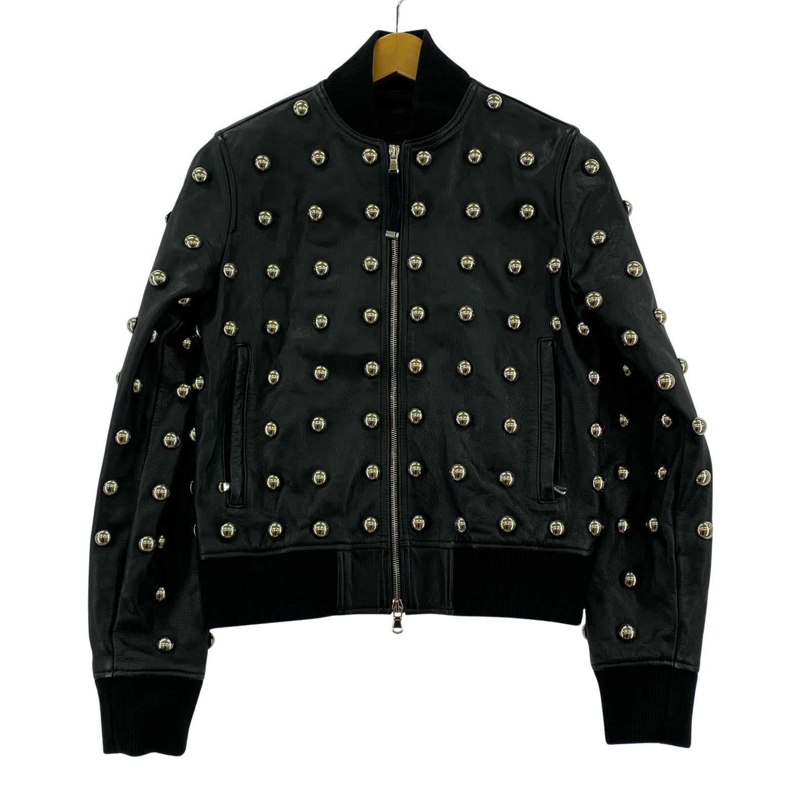 レザージャケット Lilles スタッズ レザージャケット 38 黒 38 ブラック