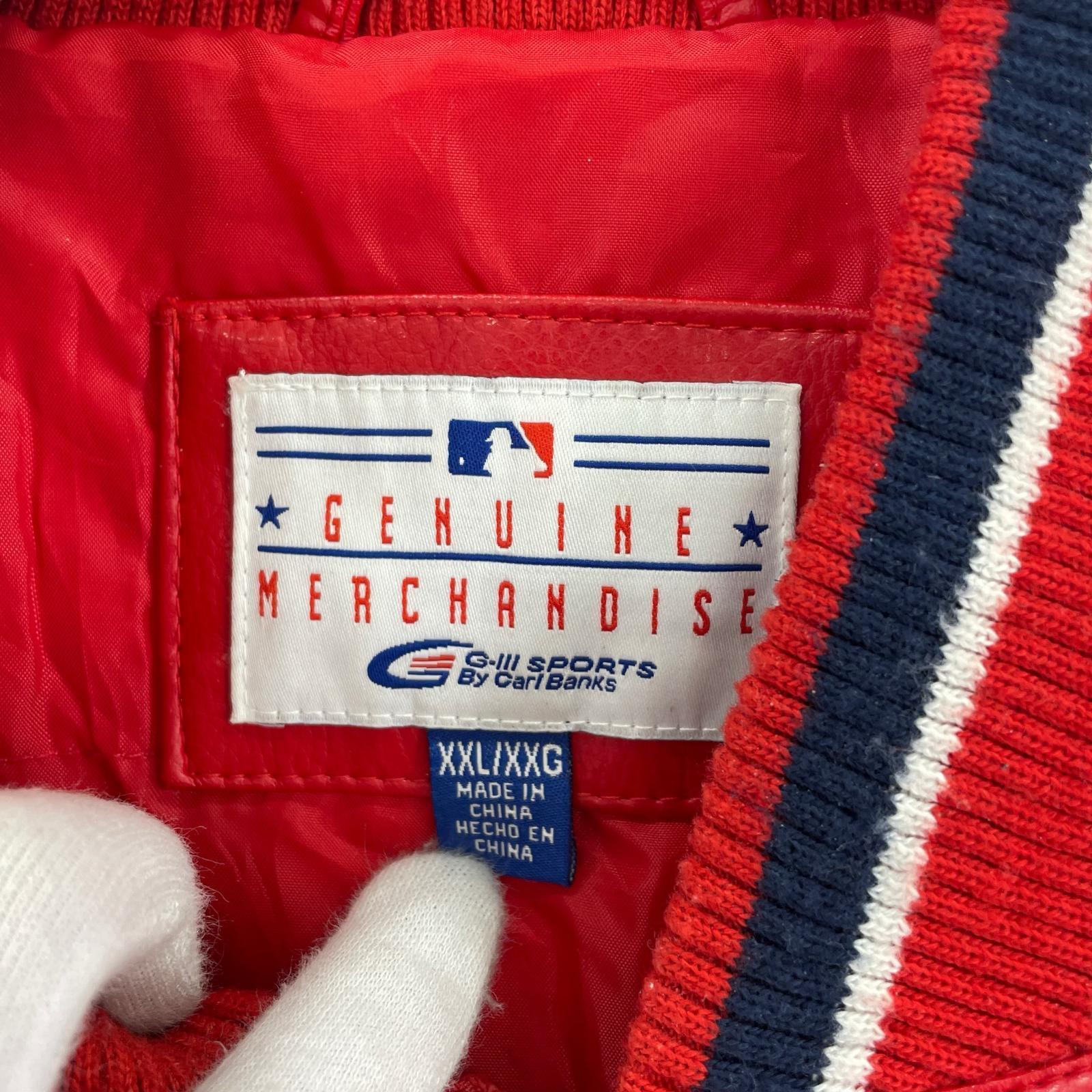 ジャケット MLB フェイクレザースタジャン 赤 ANGELS XXL レッド