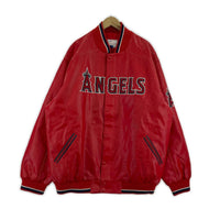 ジャケット MLB フェイクレザースタジャン 赤 ANGELS XXL レッド