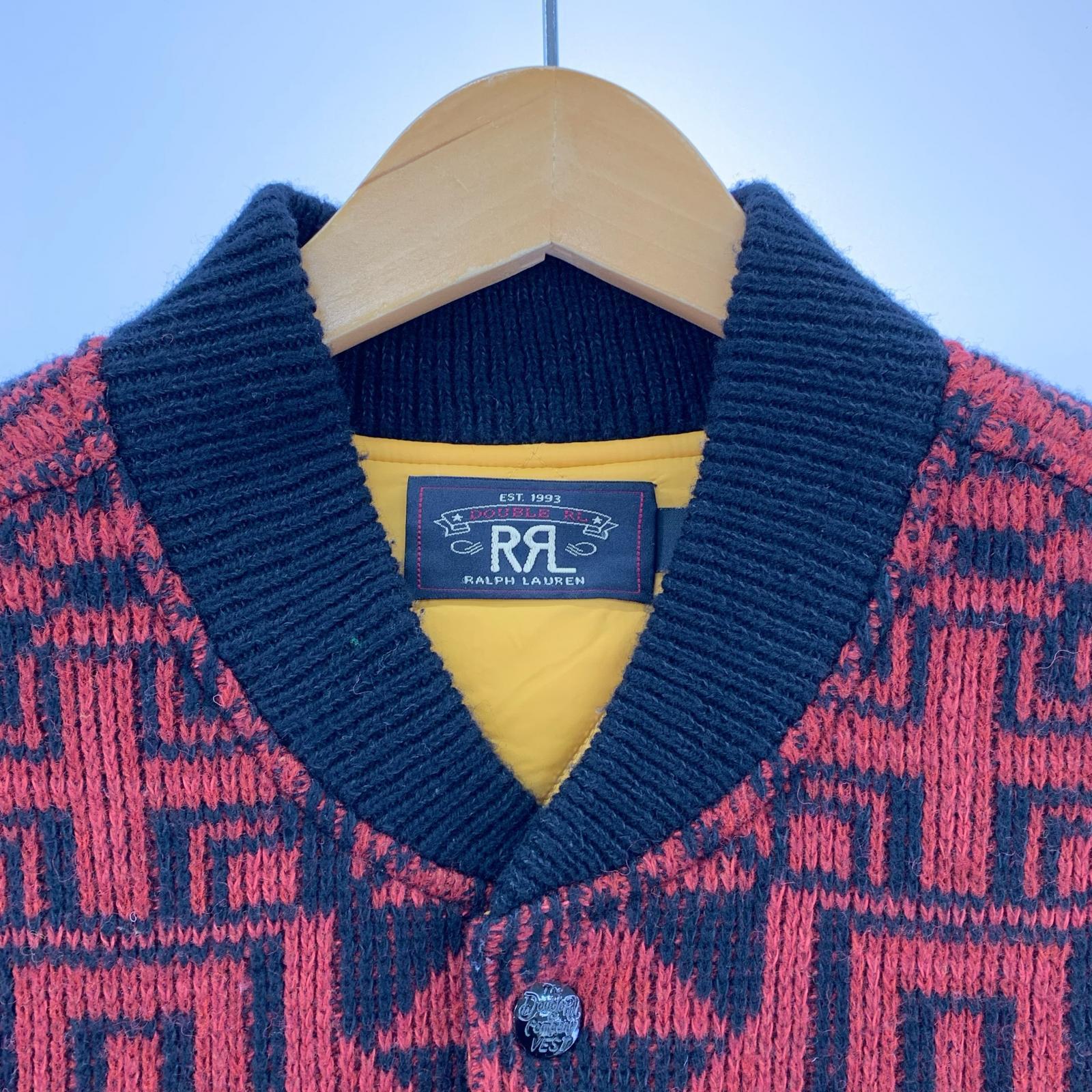 ジャケット RRL ジャガードキルティングベスト L 赤系 L レッド