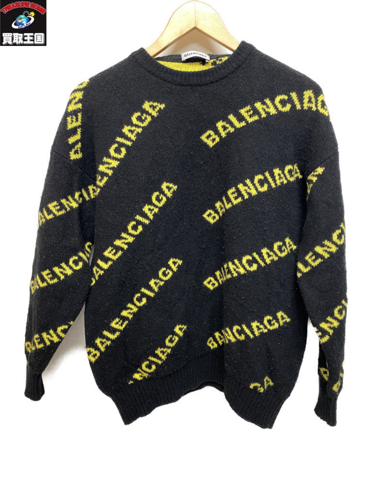19AW BALENCIAGA ALLOVER LOGOCrewneckKnit