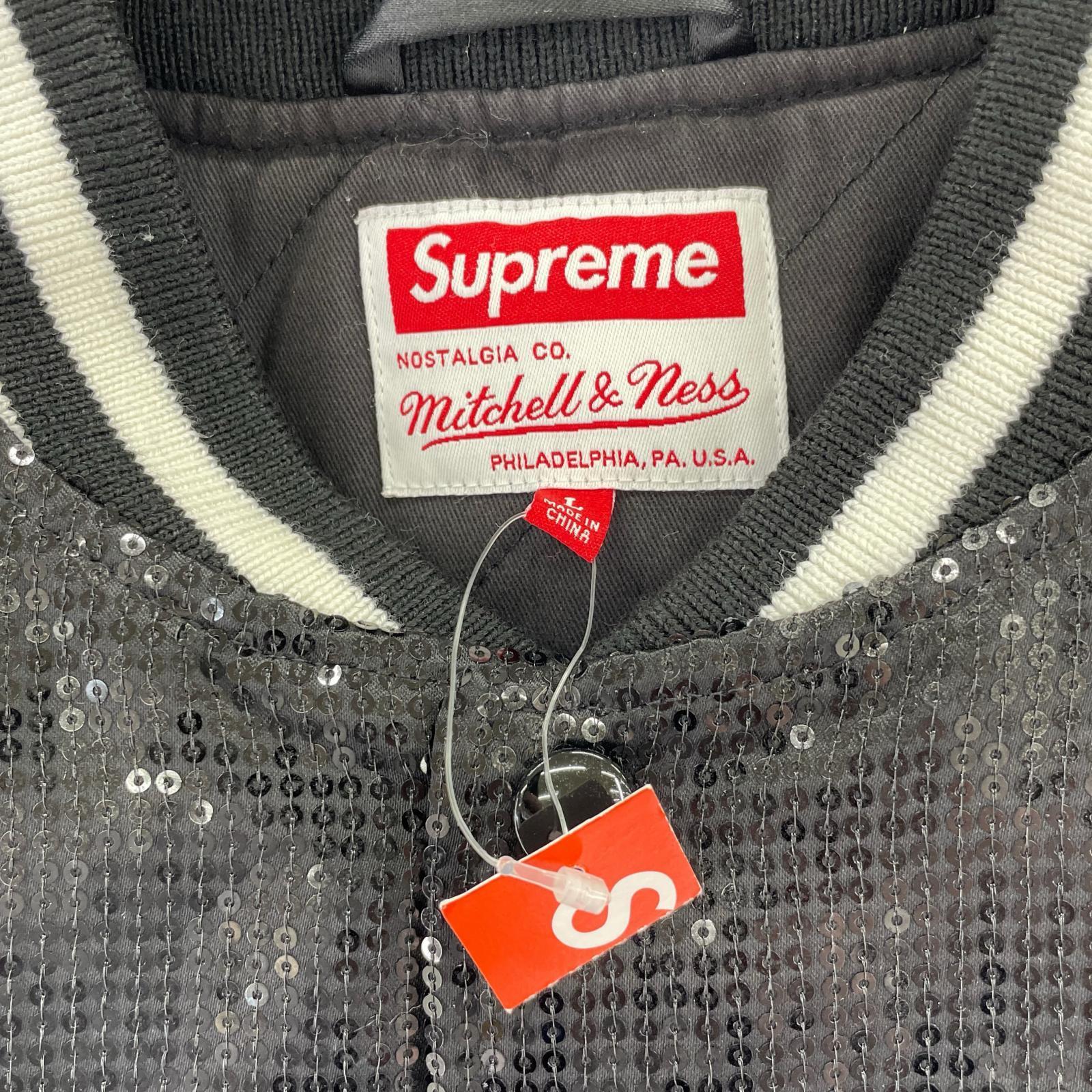 ブルゾン mitchell&ness Sequin Varsity Jacket 黒 L L ブラック