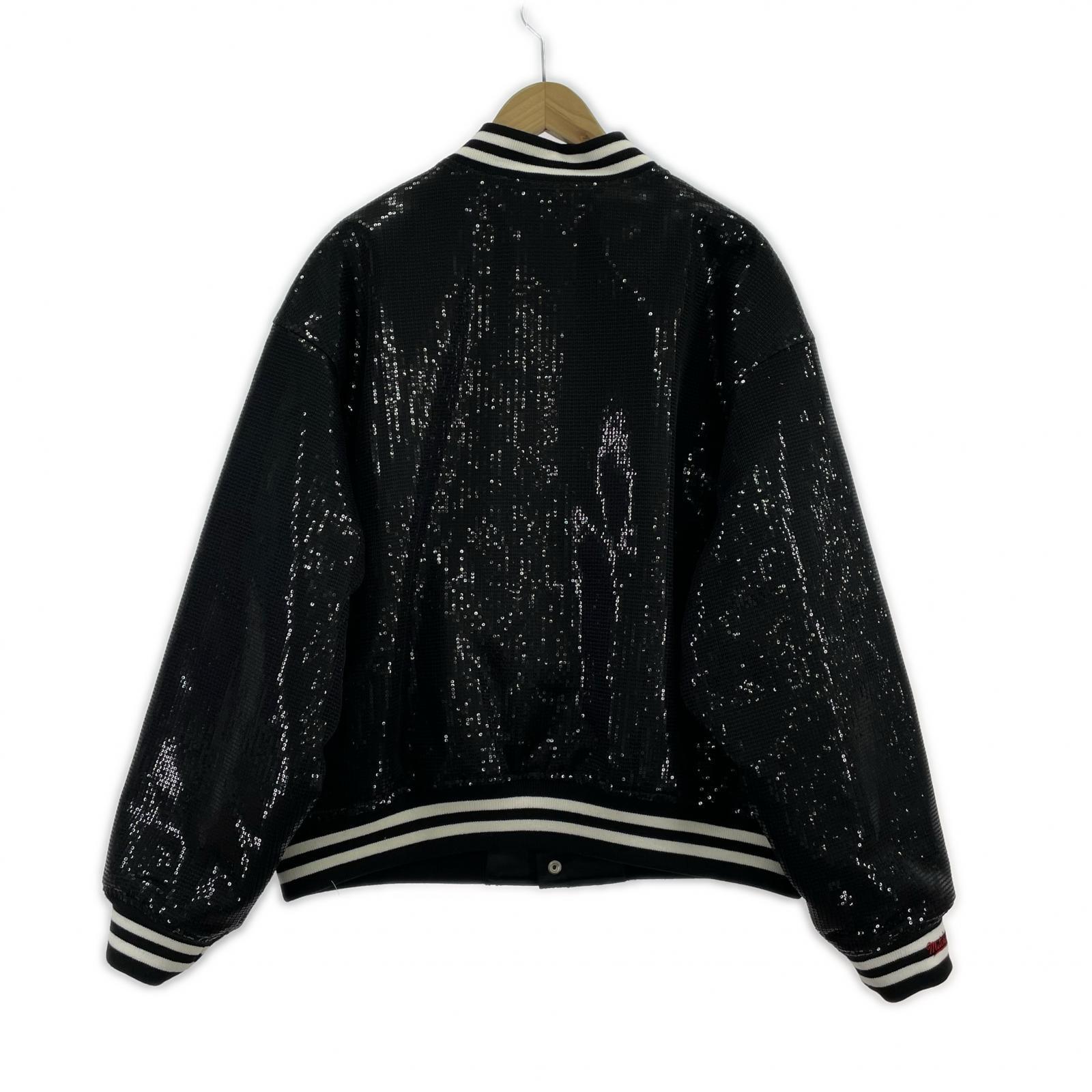 ブルゾン mitchell&ness Sequin Varsity Jacket 黒 L L ブラック