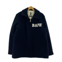 ジャケット A BATHING APE 90s 初期タグ ウールメルトンジャケット L ネイビー L ネイビー