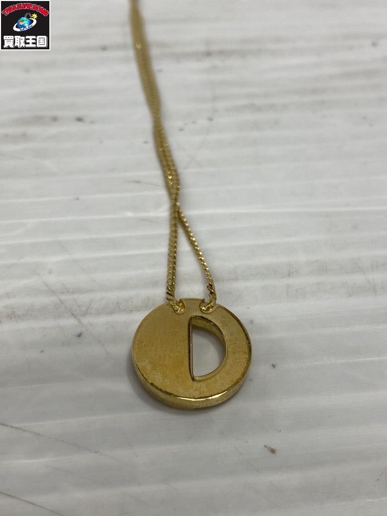 DIOR ラインストーン サークルロゴ ネックレス