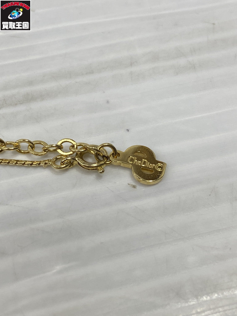 DIOR ラインストーン サークルロゴ ネックレス