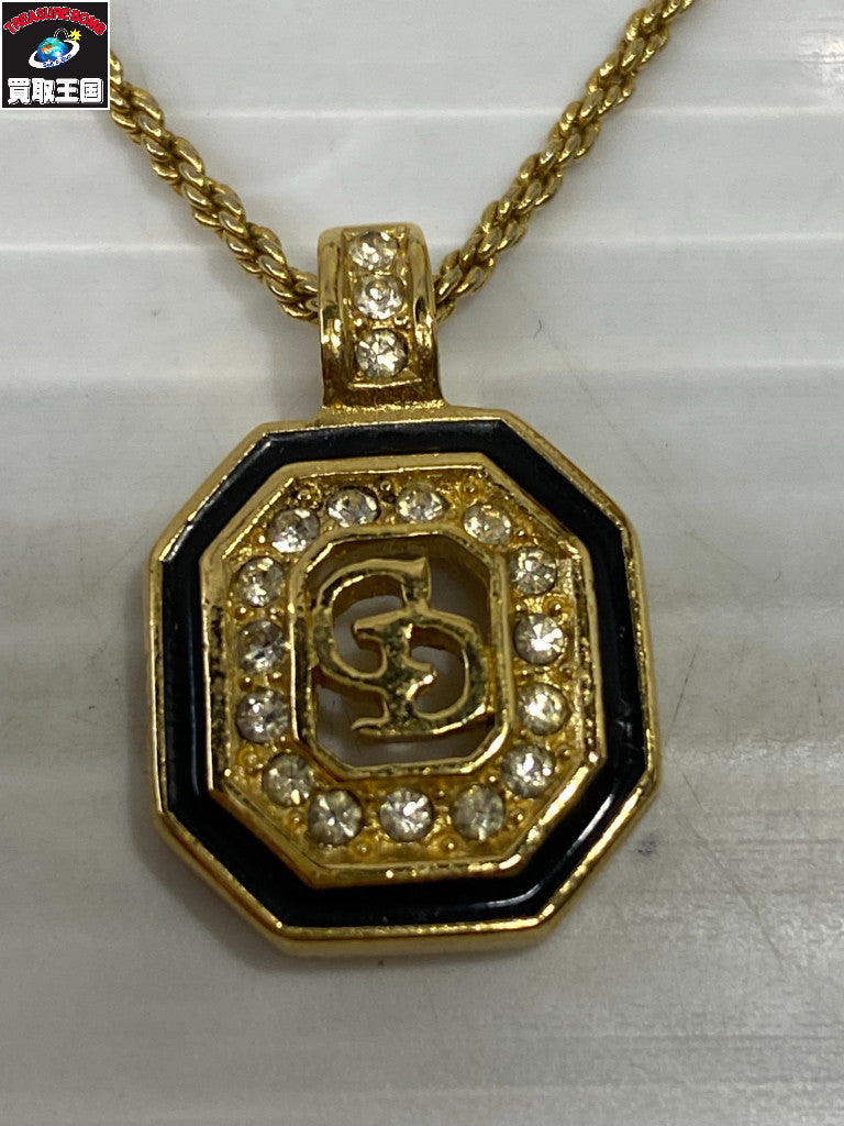 DIOR CDロゴ ラインストーン シールドネックレス