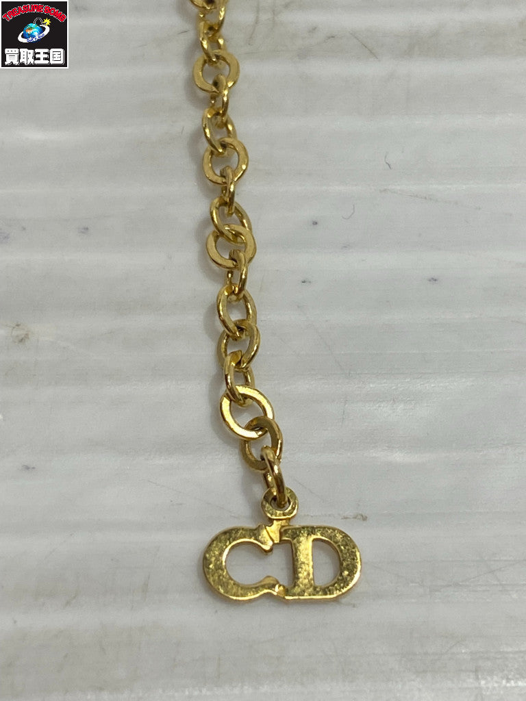 DIOR CDロゴ ラインストーン シールドネックレス