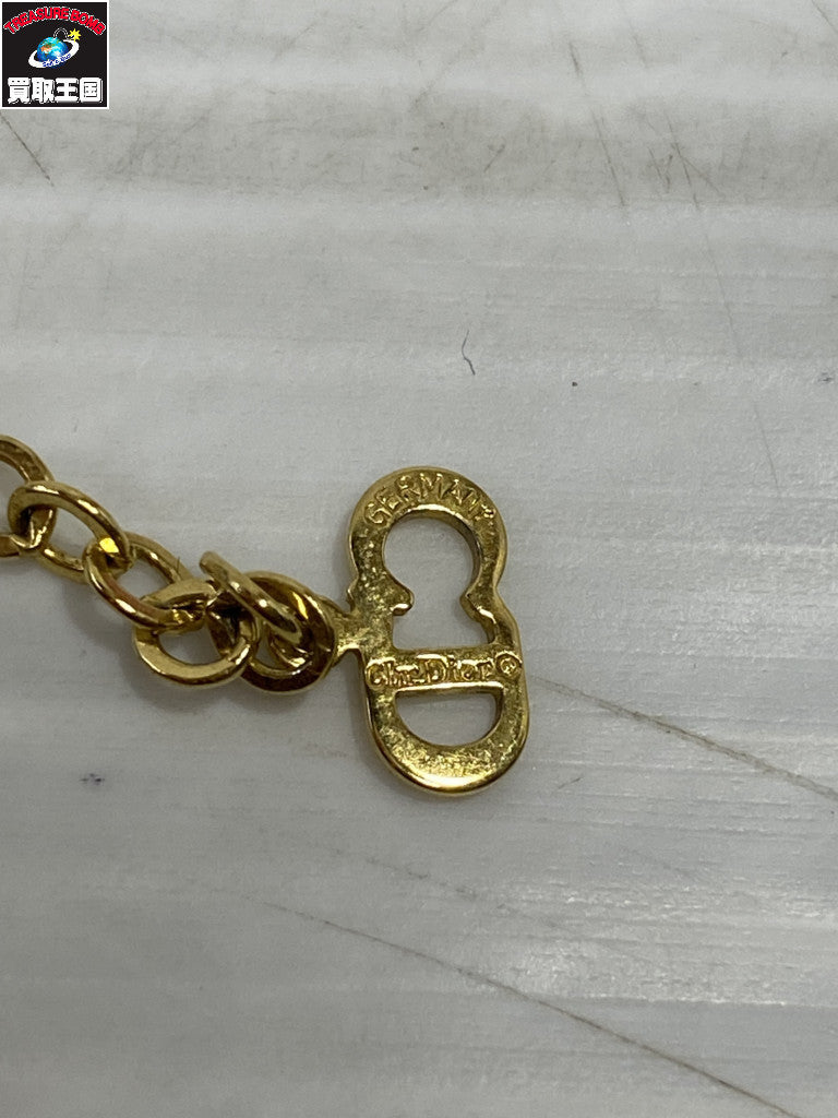 DIOR CDロゴ ラインストーン シールドネックレス