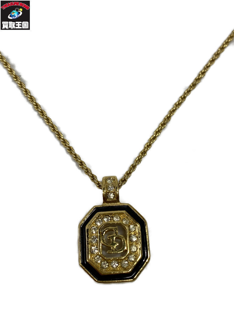 DIOR CDロゴ ラインストーン シールドネックレス