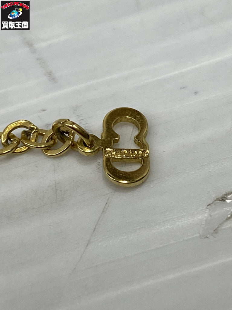 DIOR CDロゴ ラインストーン ハートネックレス