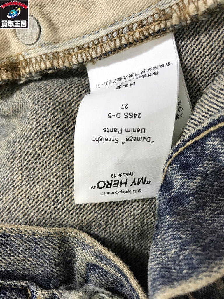 デニムパンツ 24SS Damage Straight Denim Pants W27