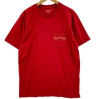半袖Tシャツ Mesh Stripe Pocket Tee RED M M レッド