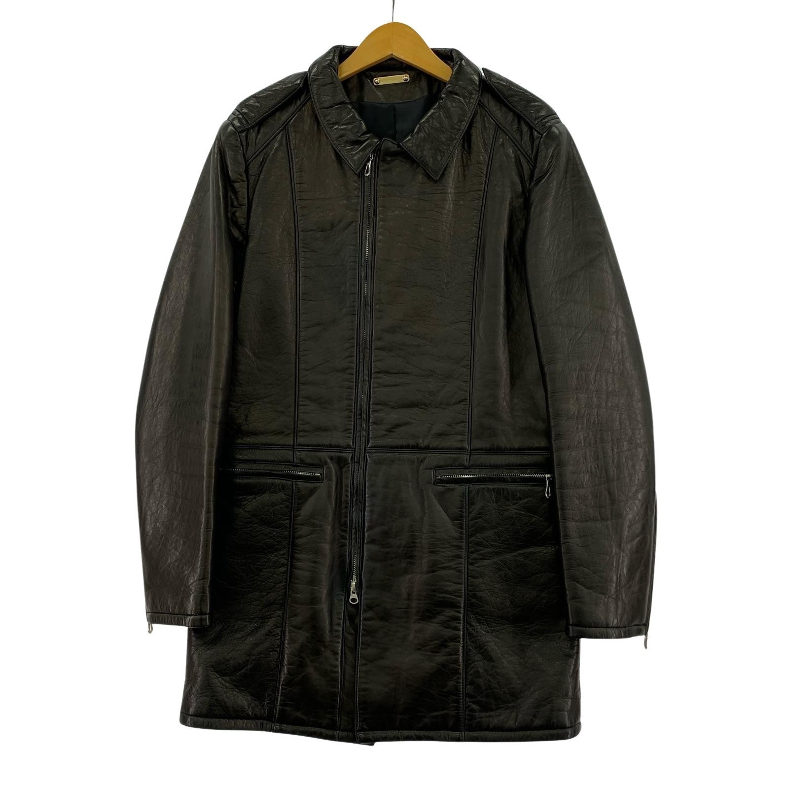 レザージャケット ロングイレザーコート 黒 4 ブラック