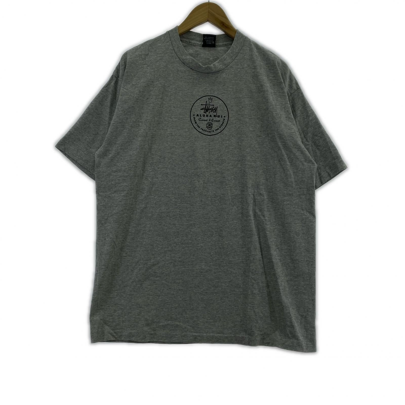その他トップス STUSSY 紺タグ ALOHA NUI Tシャツ グレー XL グレー