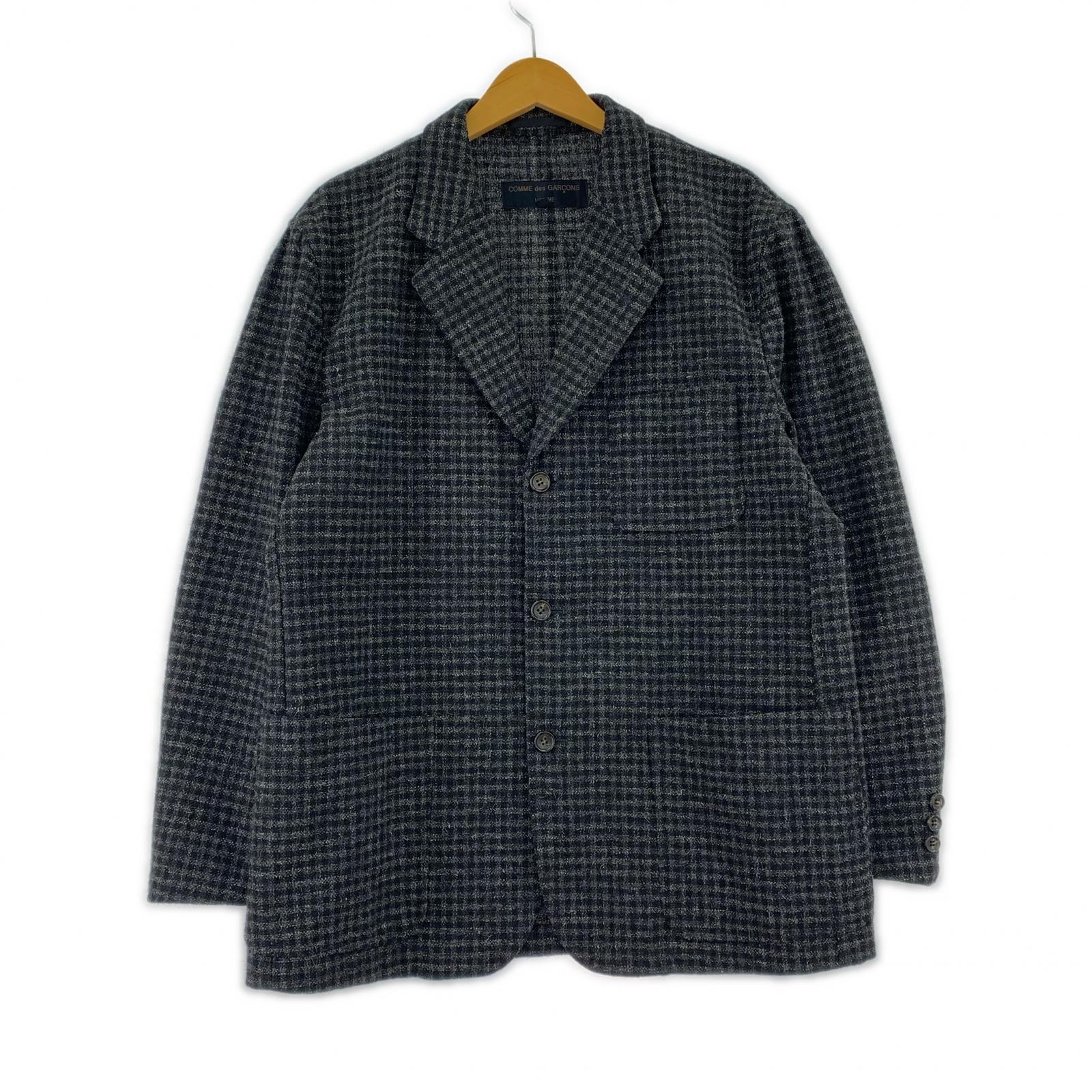 ジャケット COMME des GARCONS HOMME 90s ツイードチェックジャケット M ブラック×グレー M グレー