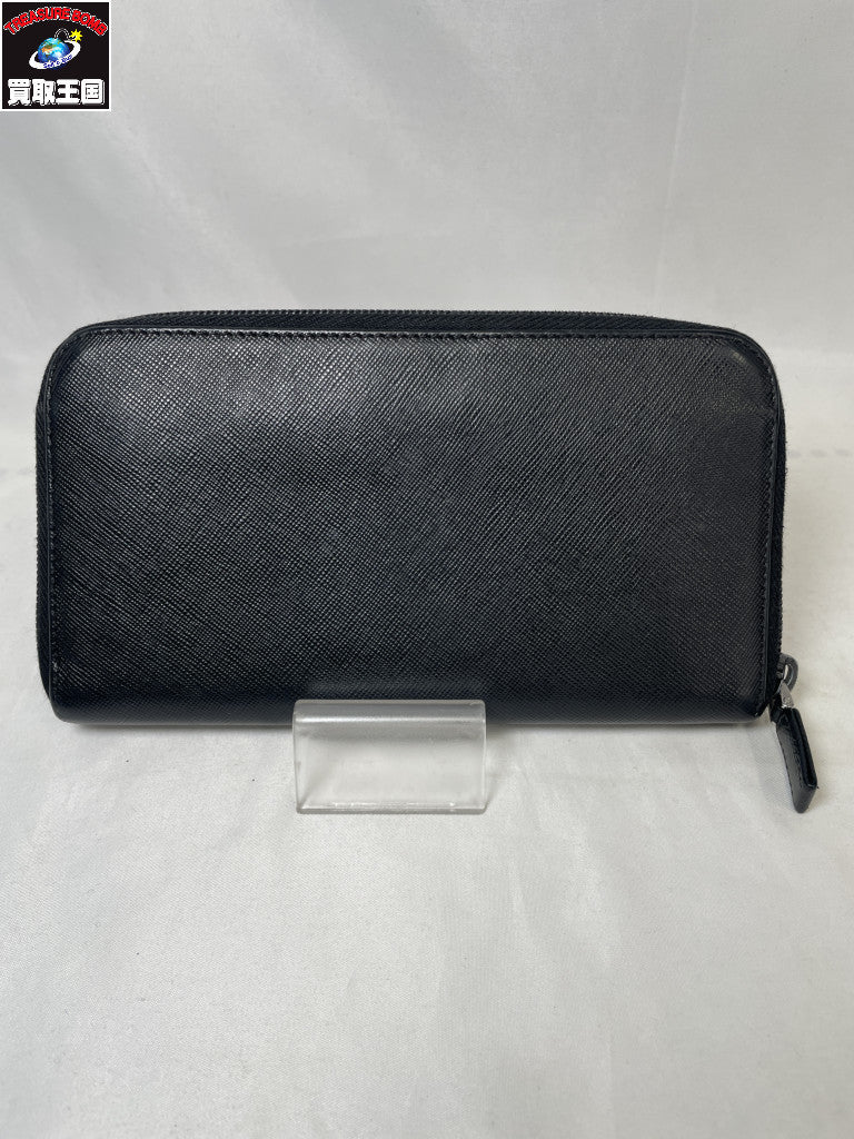 PRADA サフィアーノ ラウンドジップウォレット BLK