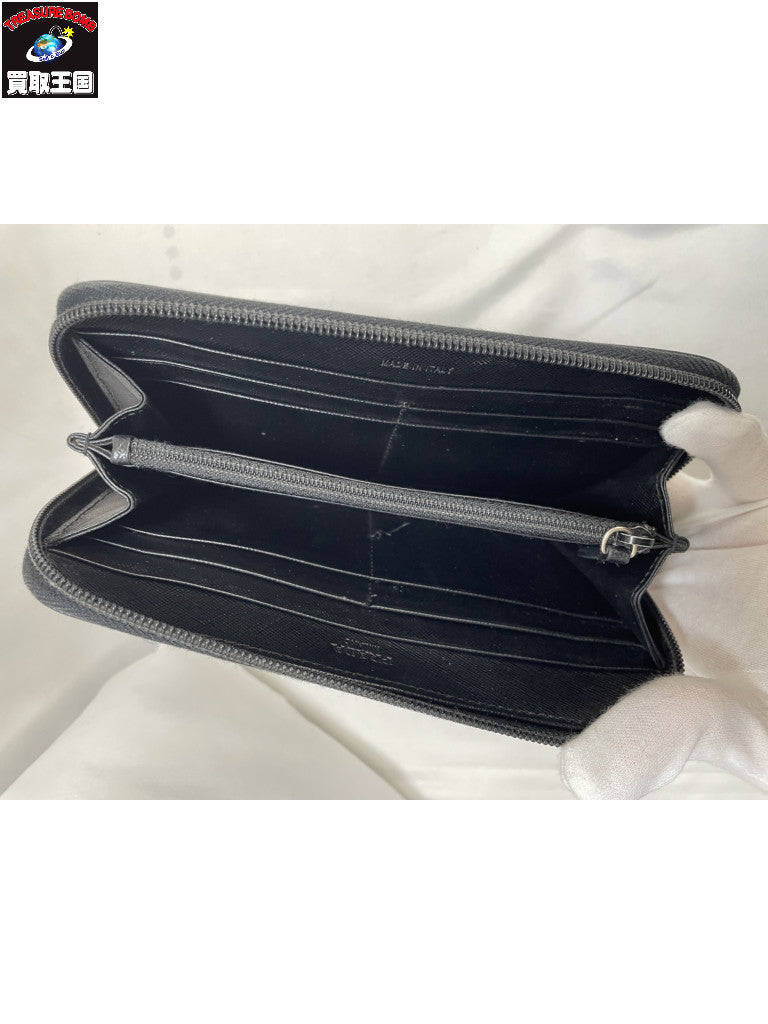 PRADA サフィアーノ ラウンドジップウォレット BLK