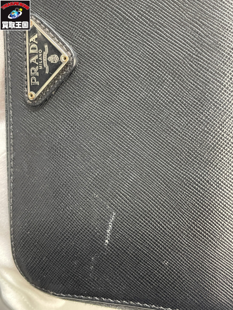 PRADA サフィアーノ ラウンドジップウォレット BLK