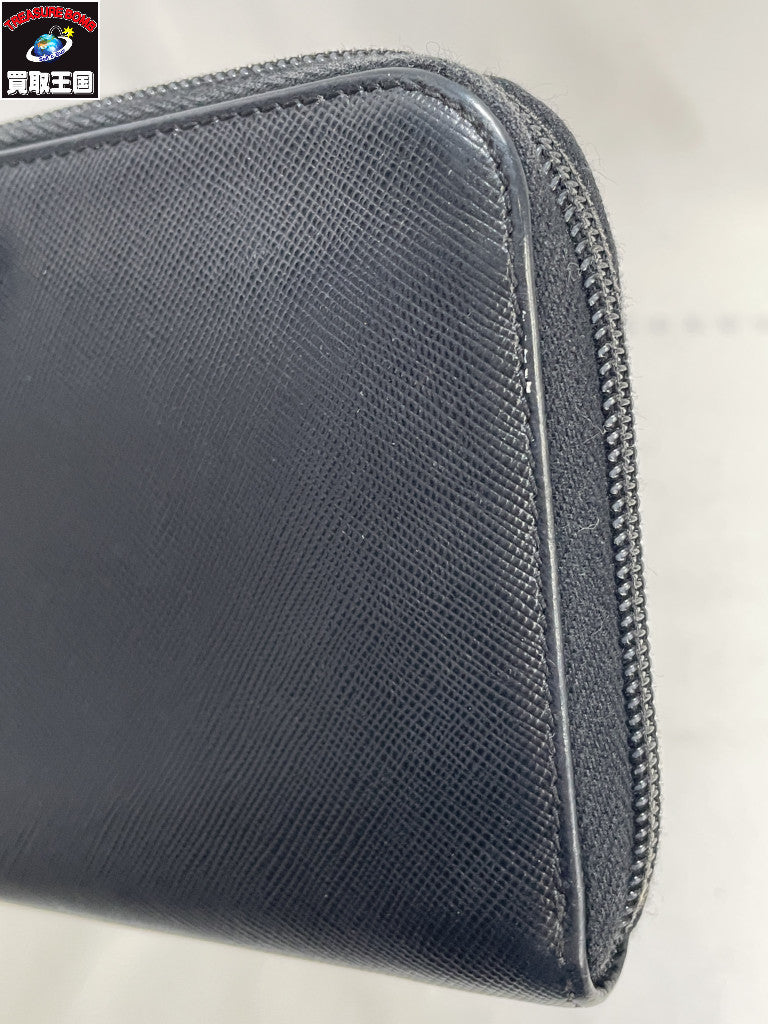 PRADA サフィアーノ ラウンドジップウォレット BLK