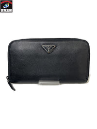 PRADA サフィアーノ ラウンドジップウォレット BLK