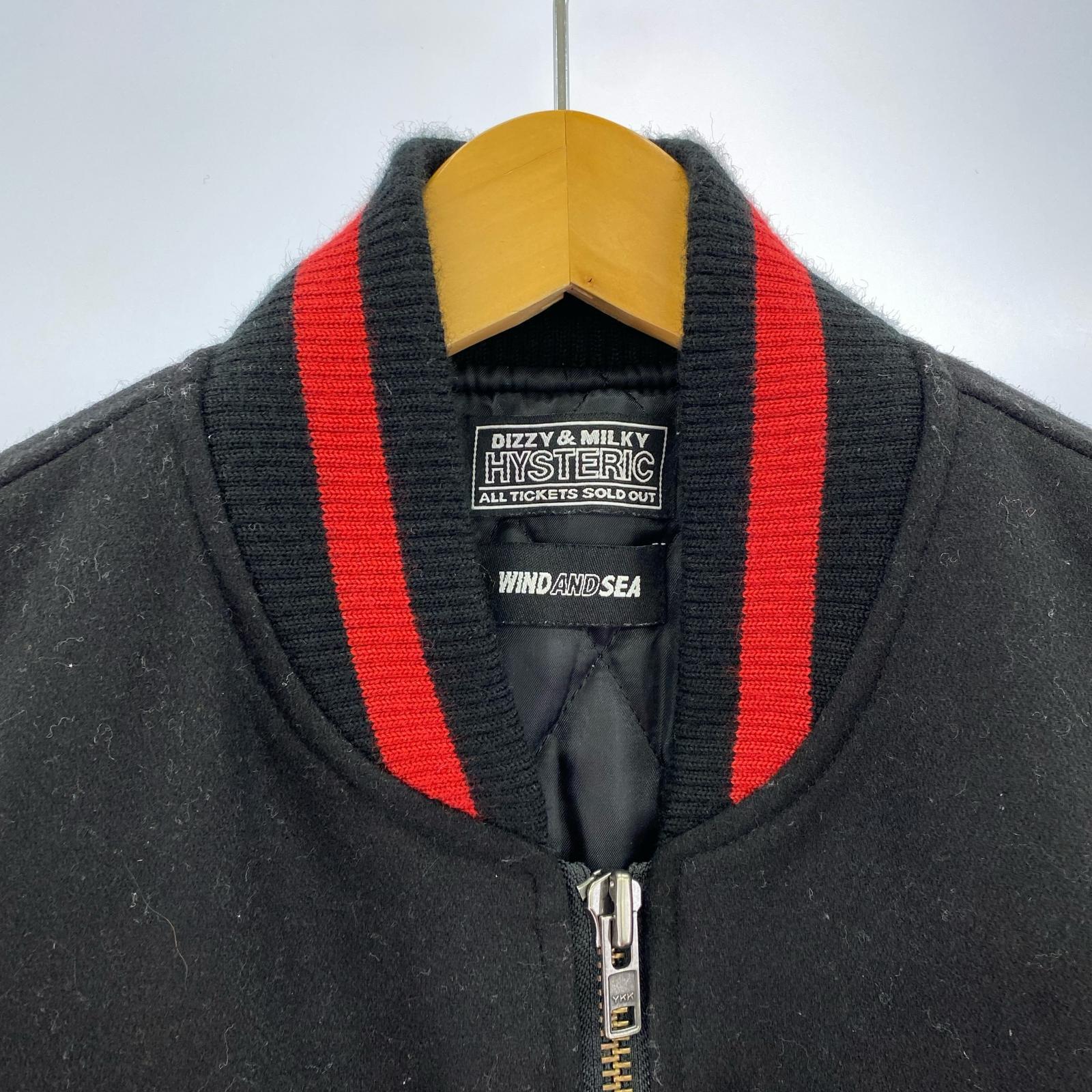 ジャケット HYSTERIC GLAMOUR×WIND AND SEA WDS VARSITY JACKET 袖レザースタジャン L 黒 L