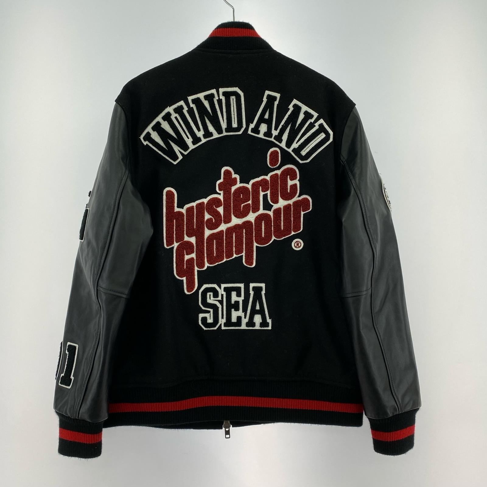 ジャケット HYSTERIC GLAMOUR×WIND AND SEA WDS VARSITY JACKET 袖レザースタジャン L 黒 L