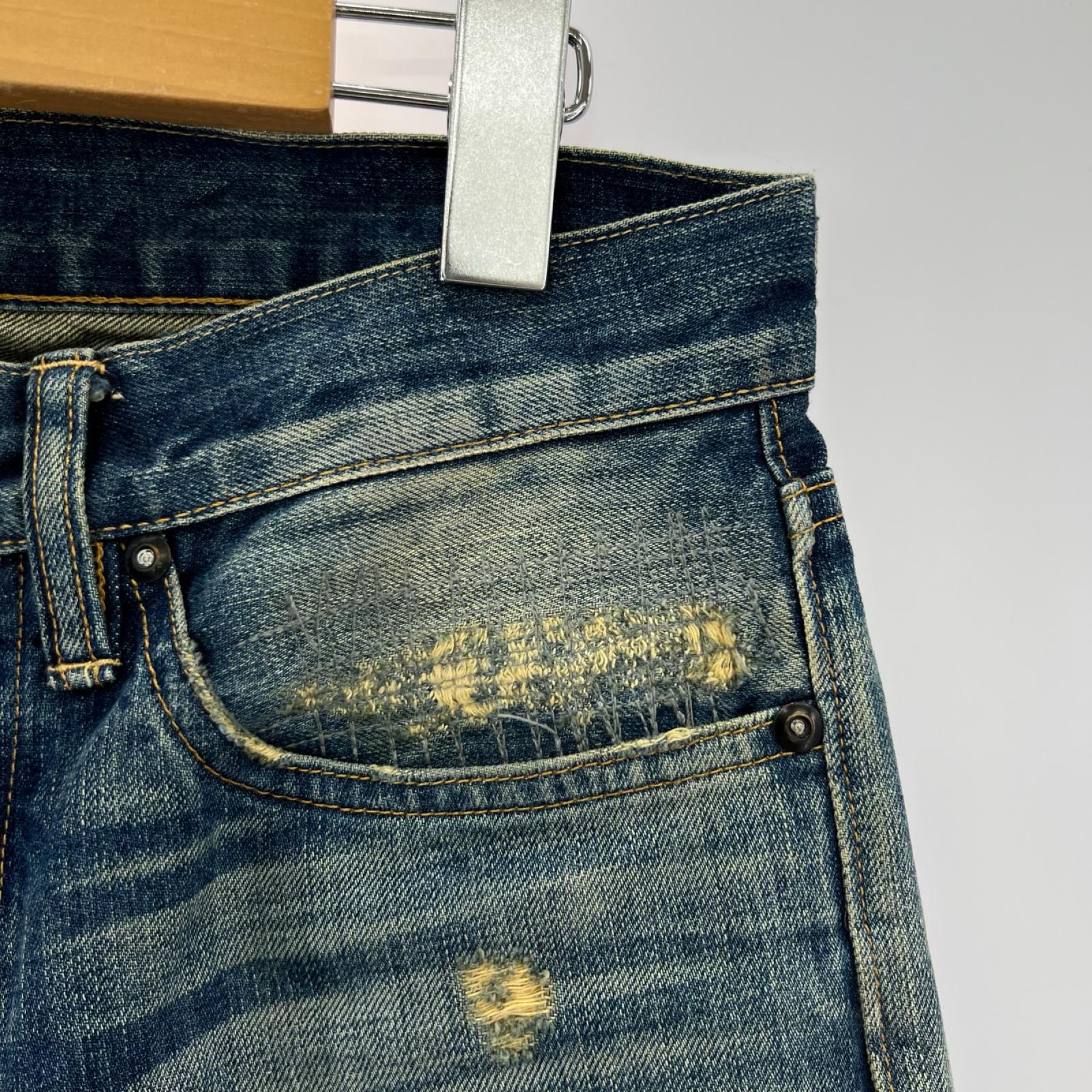 デニムパンツ Ron Herman DENIM リペア加工デニムパンツ ブルー