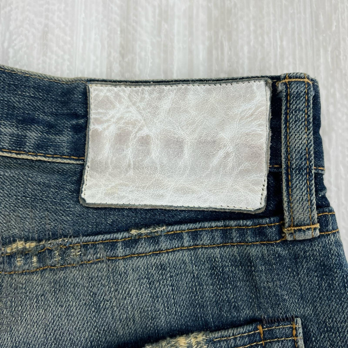 デニムパンツ Ron Herman DENIM リペア加工デニムパンツ ブルー
