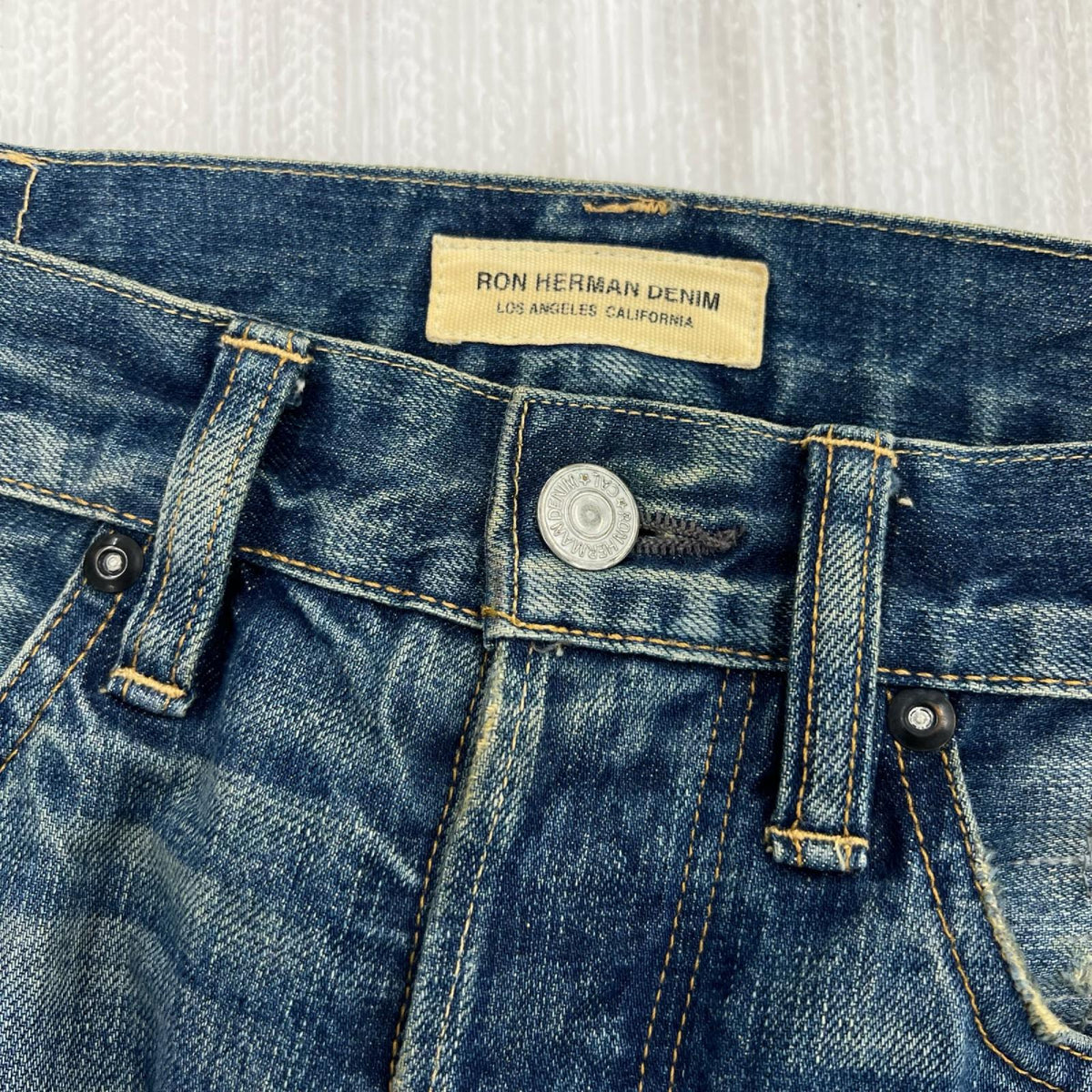 デニムパンツ Ron Herman DENIM リペア加工デニムパンツ ブルー