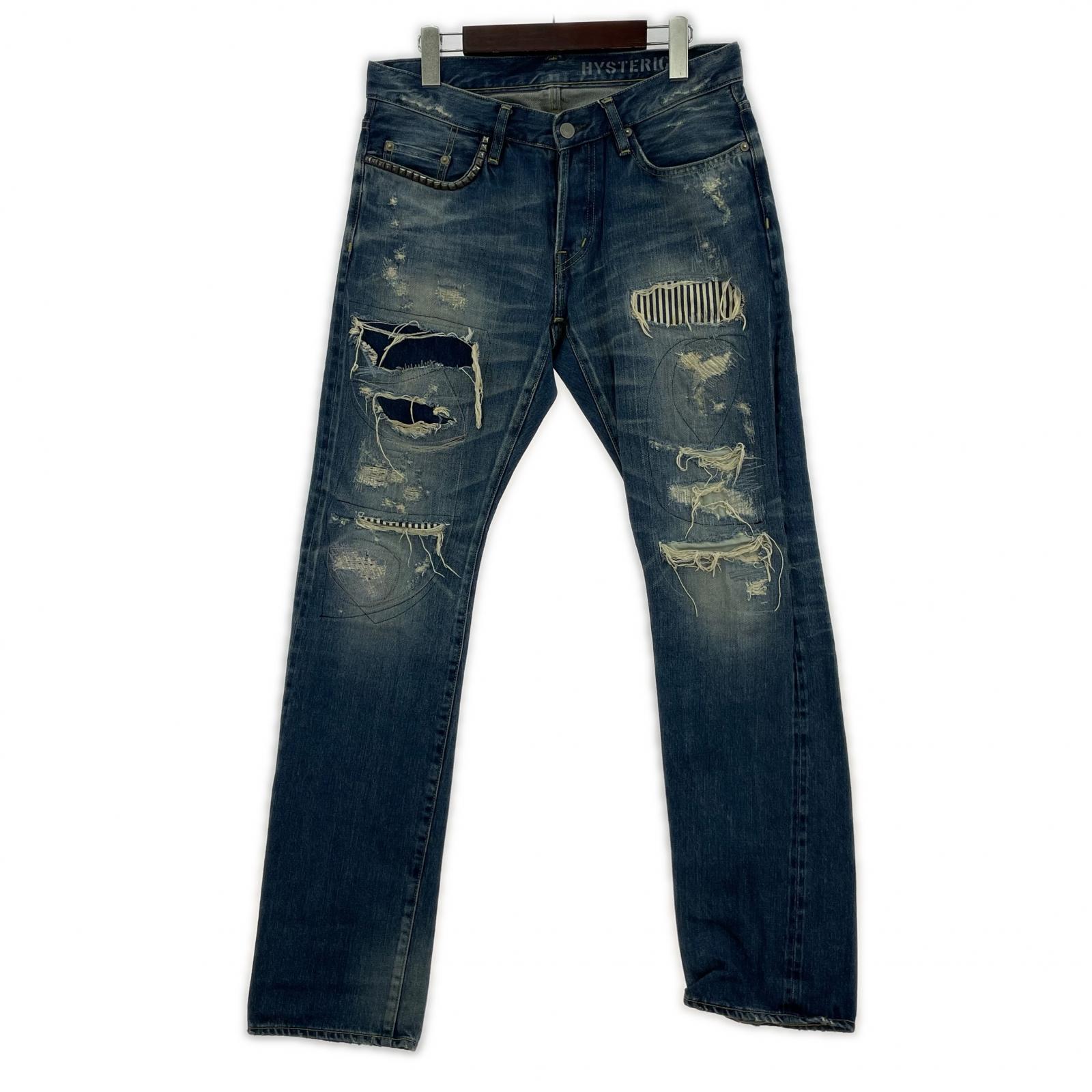 デニムパンツ HYSTERIC GLAMOUR RSM加工スタッズデニムパンツ 0241AP10 (31) 31 ブルー