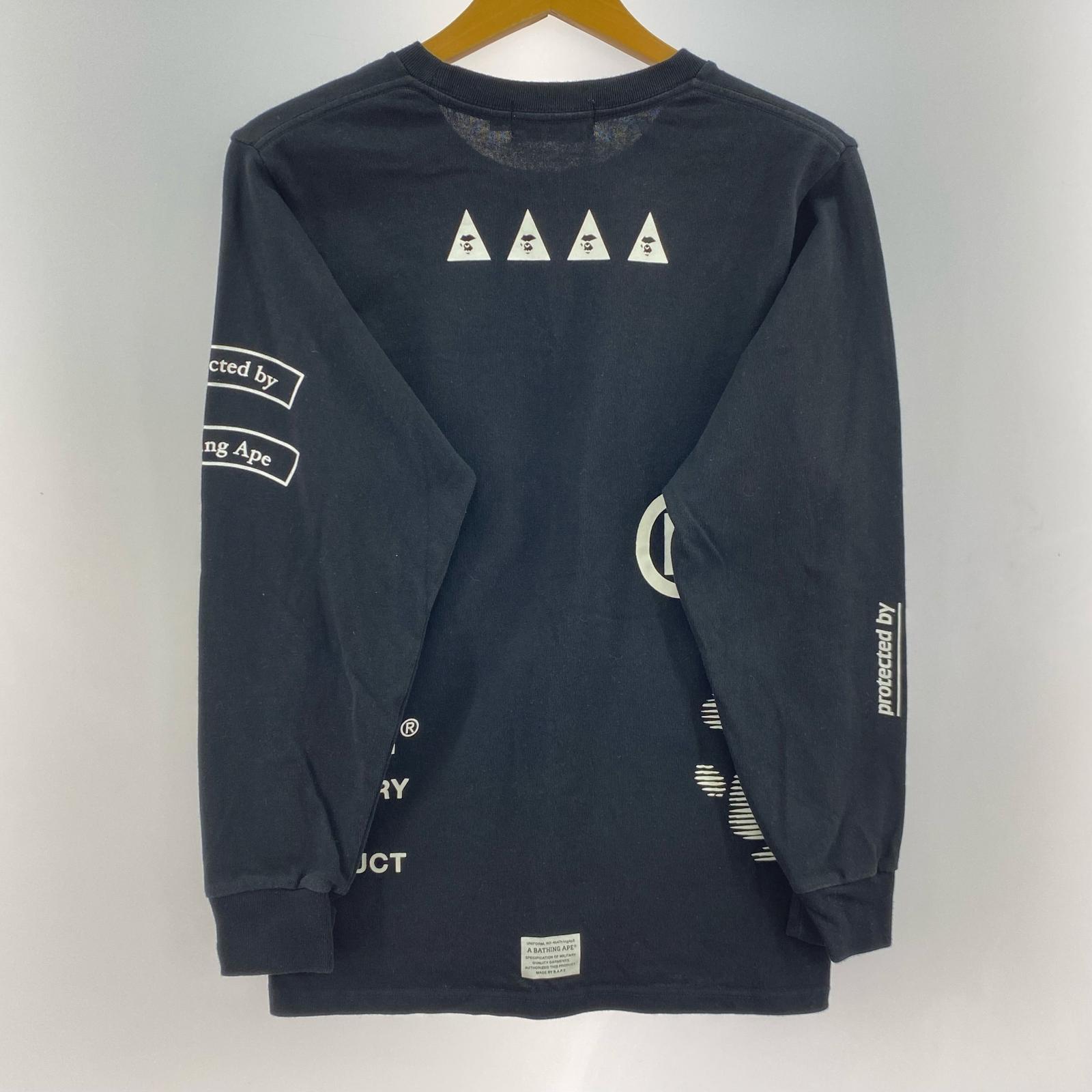 長袖Tシャツ ロゴ プリント 黒 (S) S ブラック