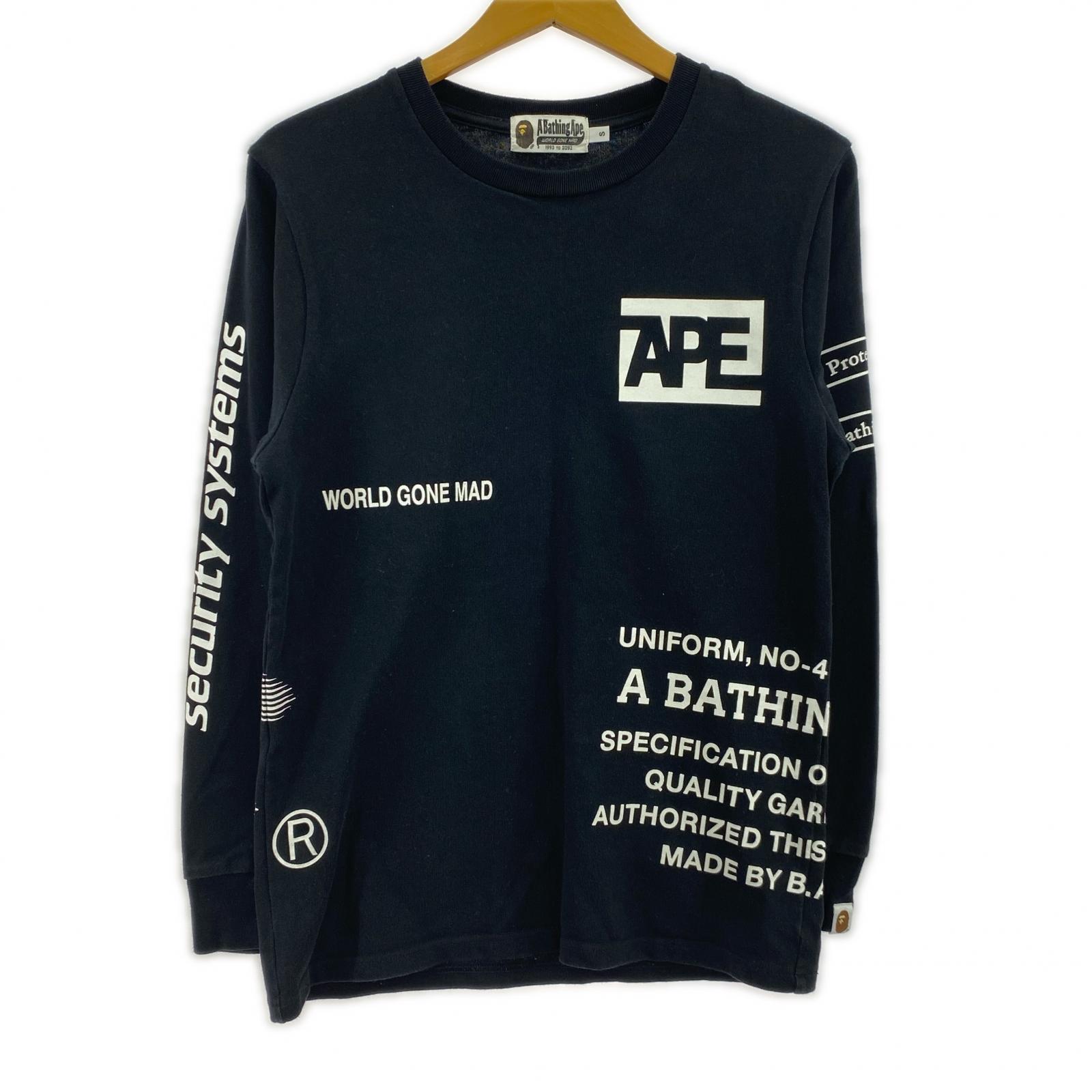 長袖Tシャツ ロゴ プリント 黒 (S) S ブラック