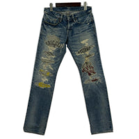 デニムパンツ HYSTERIC GLAMOUR CPR加工スタッズデニムパンツ 0204AP06 (28) 28 ブルー