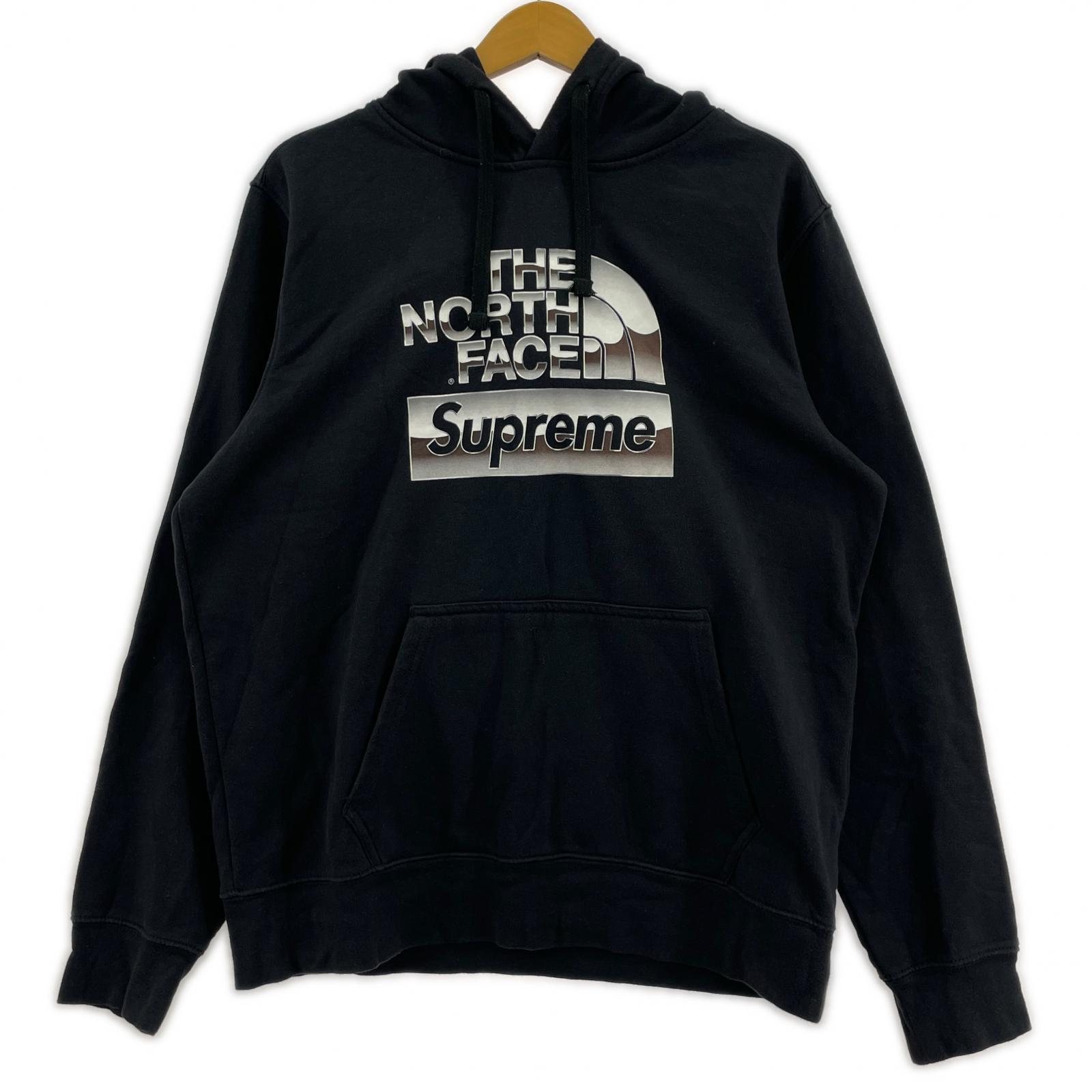 パーカー × THE NORTH FACE ロゴ プリント 黒 (M) M ブラック