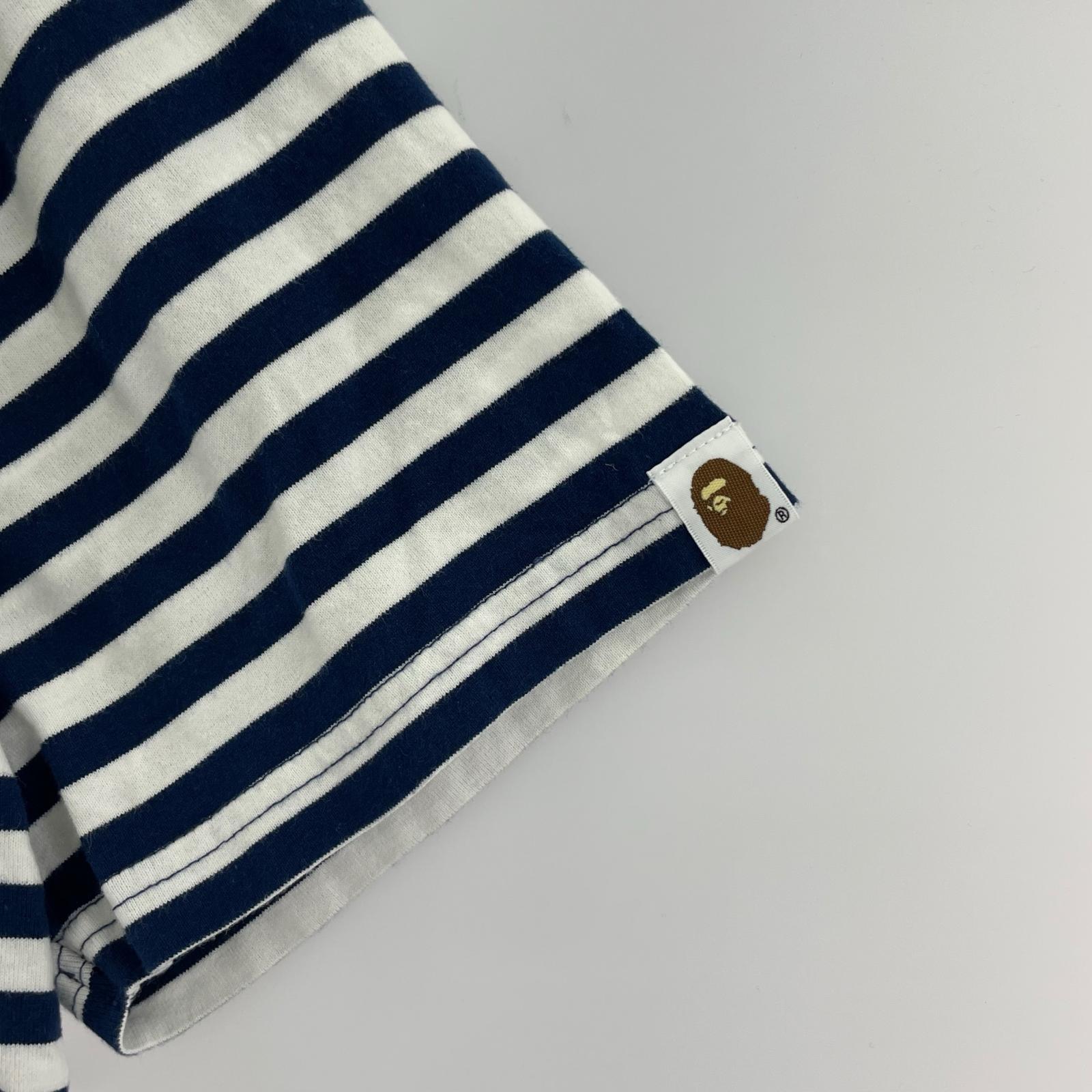 半袖Tシャツ A BATHING APE ワンポイントロゴ S/S TEE ボーダー 白×紺 (M) M