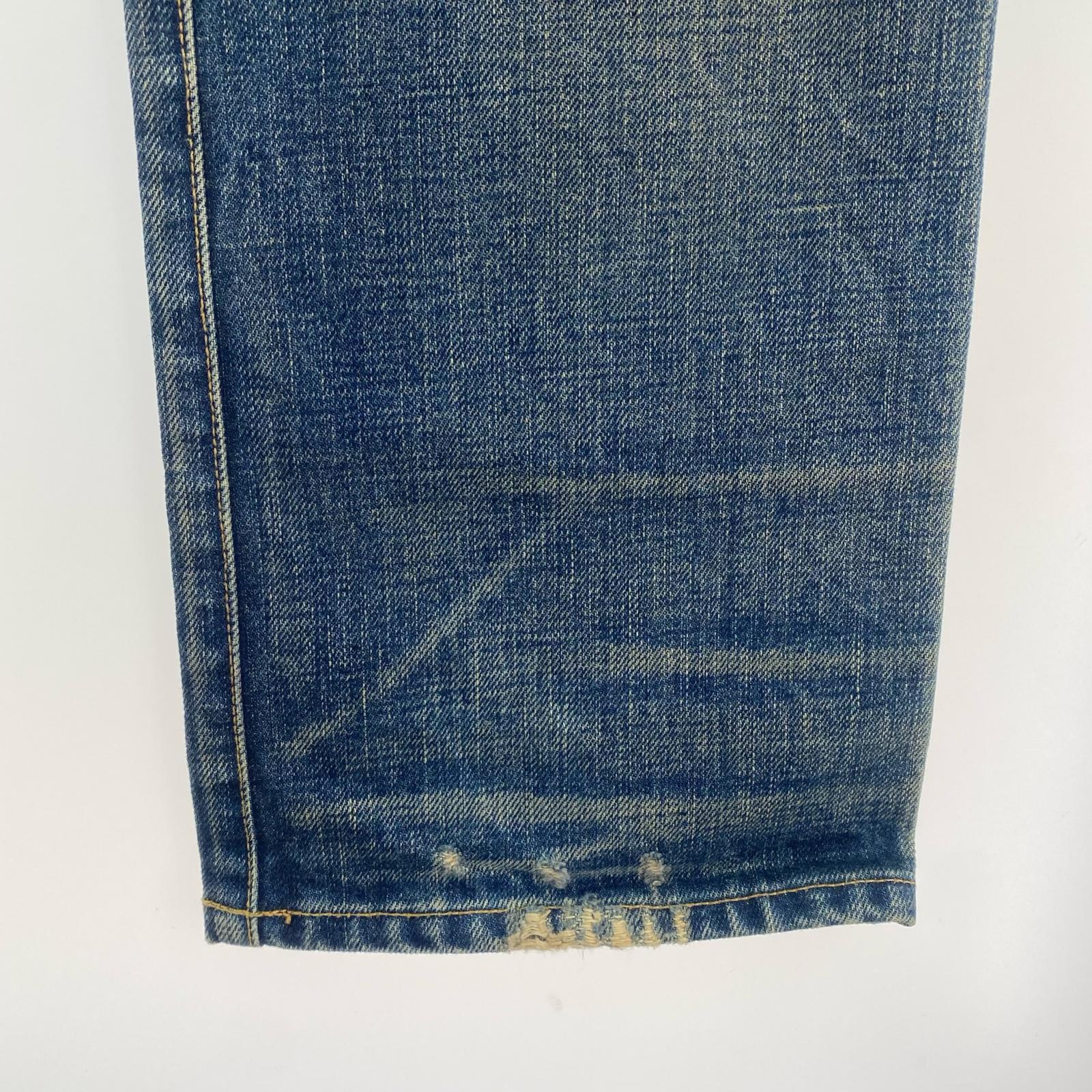 デニムパンツ RON HERMAN DENIM BAD WATER リペア加工デニムパンツ ネイビー