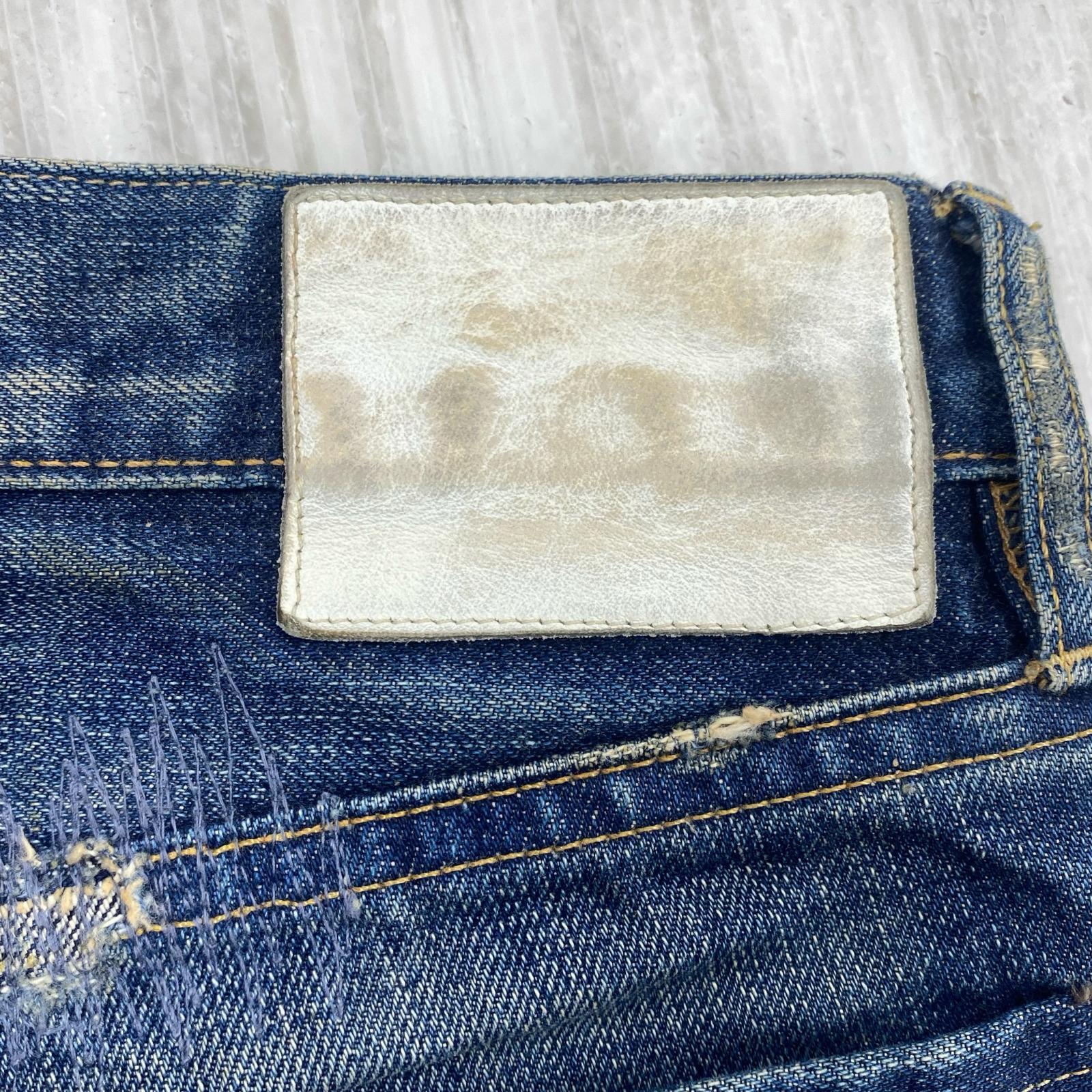 デニムパンツ RON HERMAN DENIM BAD WATER リペア加工デニムパンツ ネイビー