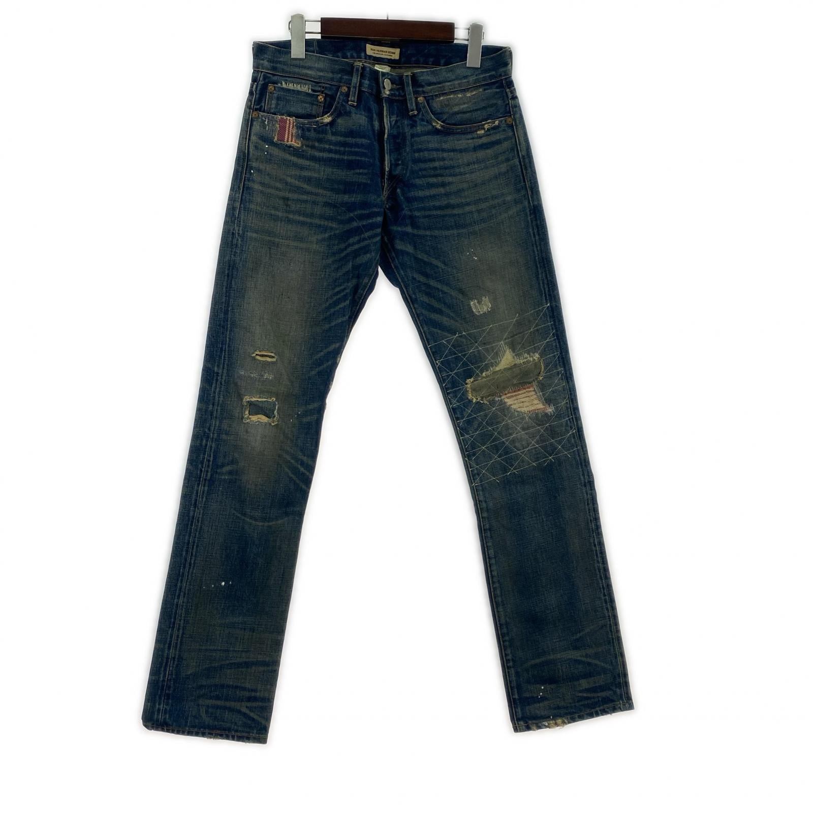 デニムパンツ RON HERMAN DENIM BAD WATER リペア加工デニムパンツ ネイビー