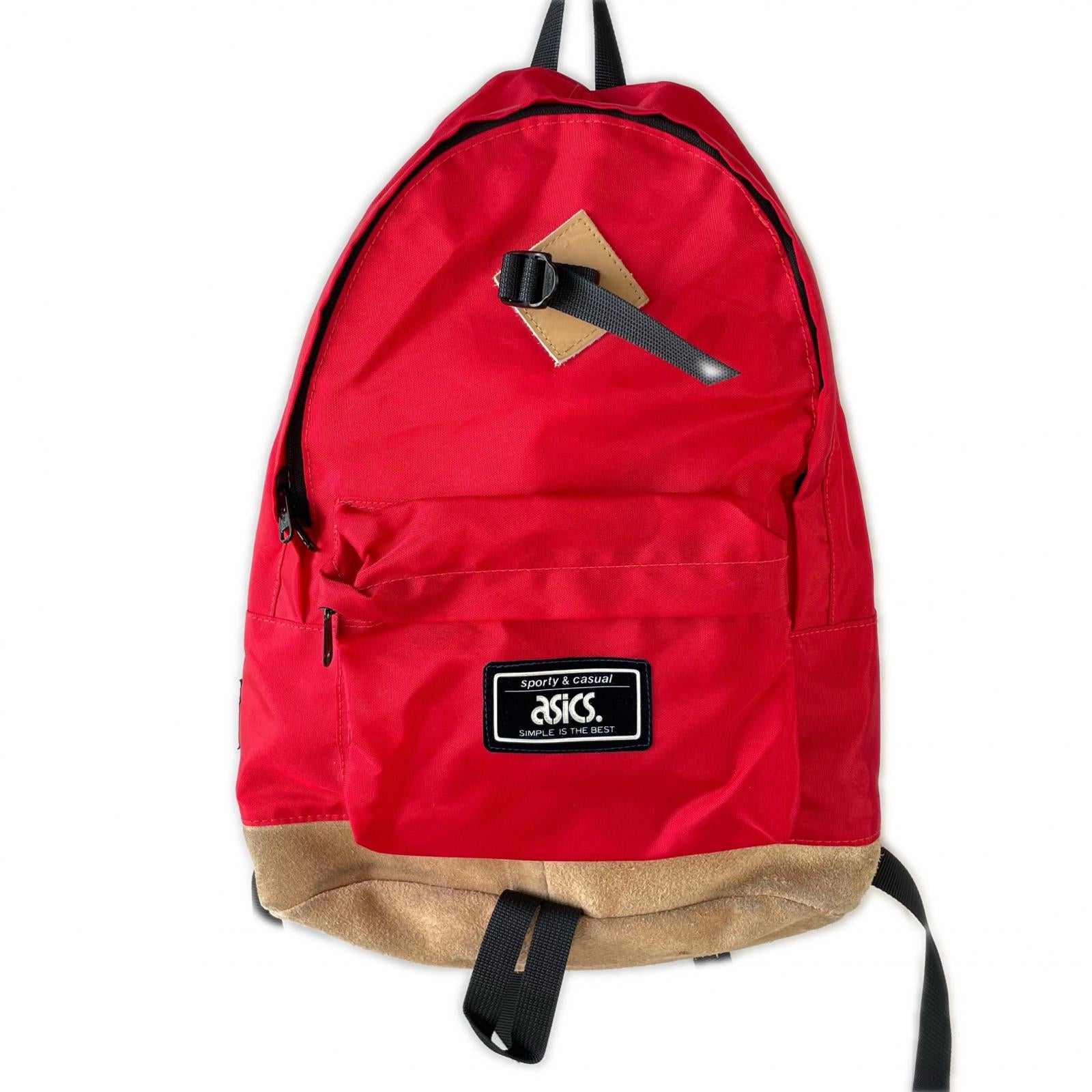 リュック・デイパック OLD ASICS 底スエード ナイロンリュック RED レッド