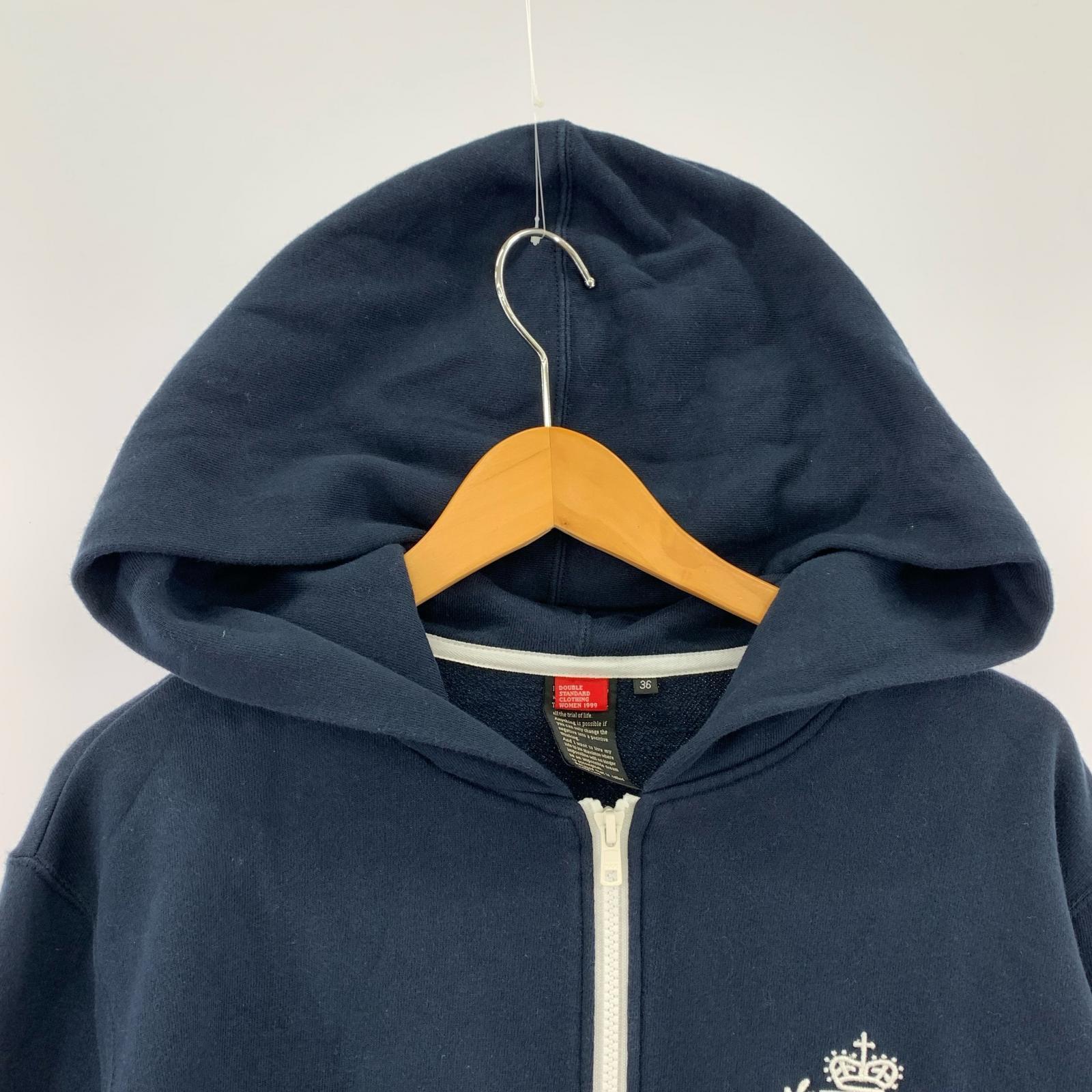 パーカー DOUBLE STANDARD CLOTHING 裏起毛 ジップパーカー 36 ネイビー