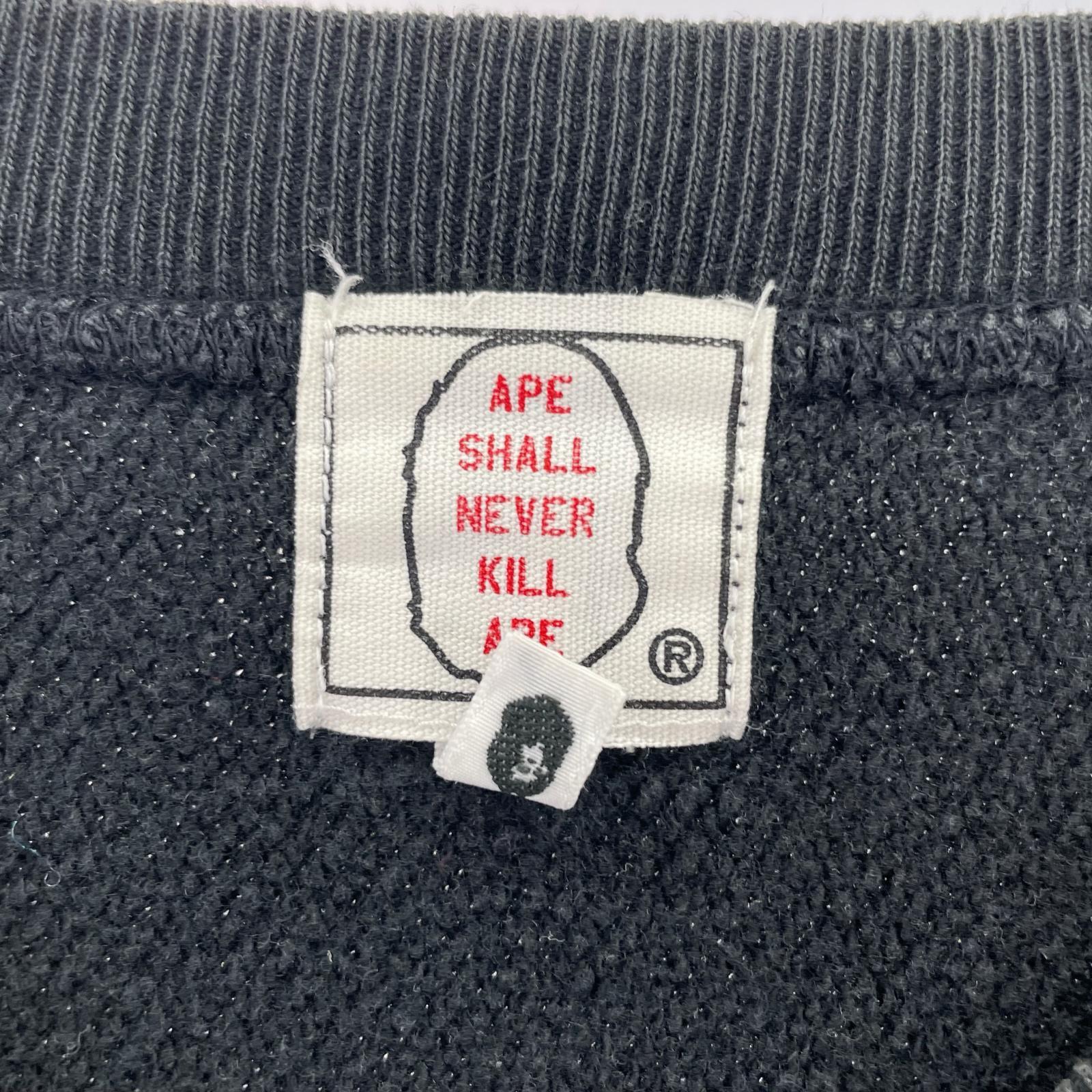 スウェット A BATHING APE 初期 BAPE CUTS スウェットシャツ 黒 (M) M ブラック