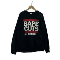 スウェット A BATHING APE 初期 BAPE CUTS スウェットシャツ 黒 (M) M ブラック