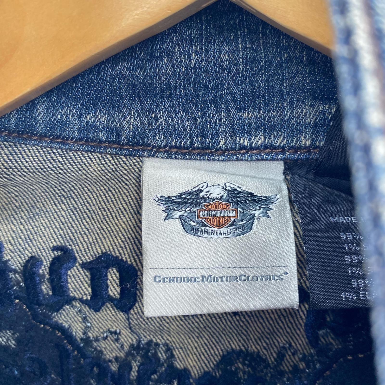 デニムジャケット 刺繍 ラインストーン ジップデニムジャケット S S ネイビー
