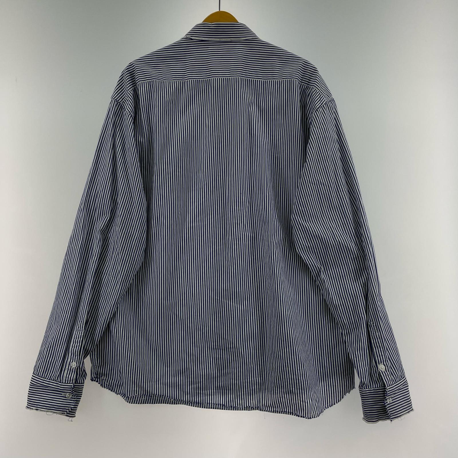 長袖シャツ AFB ダメージ加工 オックスフォードシャツ XL ネイビー