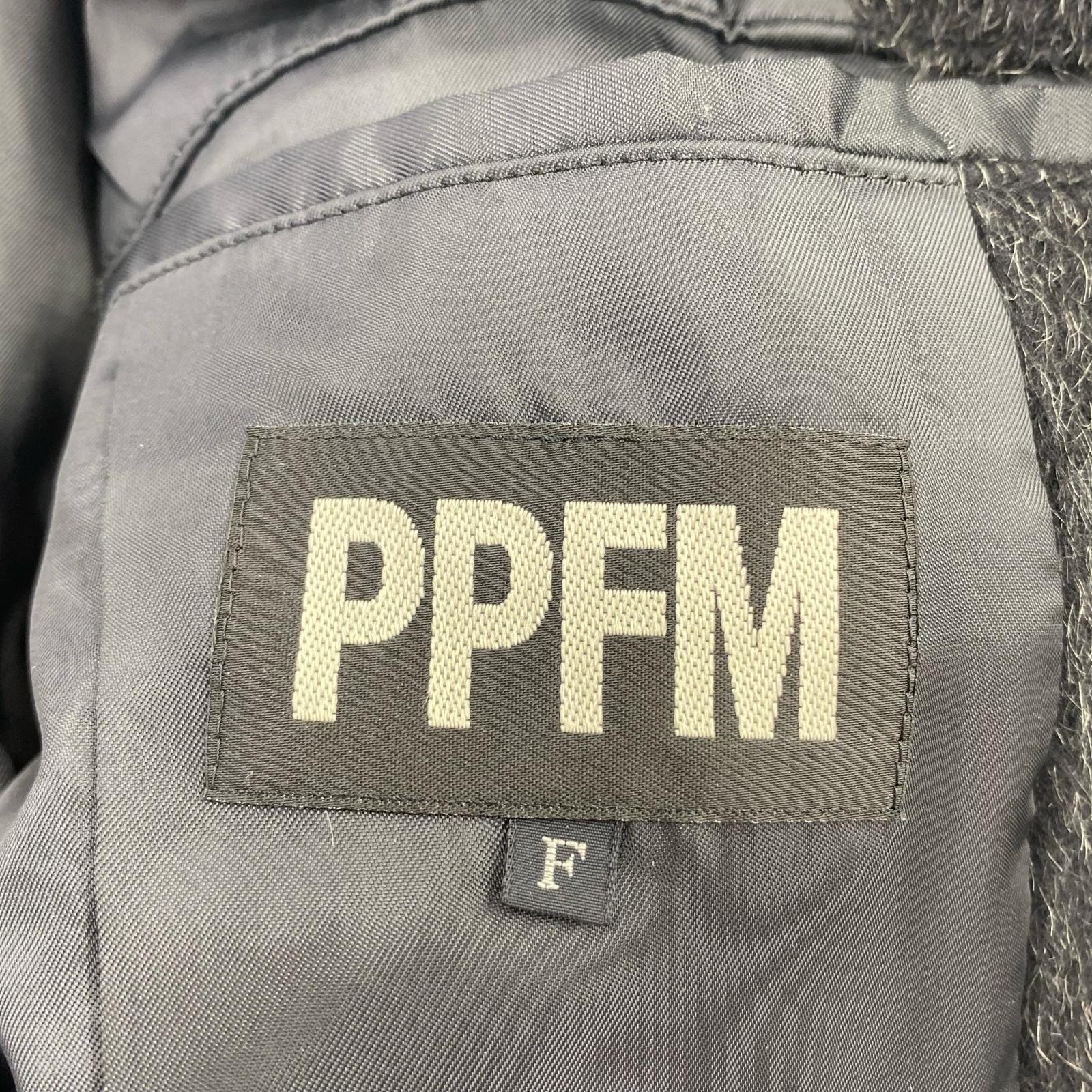 ジャケット PPFM ウール/モヘヤ/アルパカ ジップアップ ファーコート(F) フリー ブラック