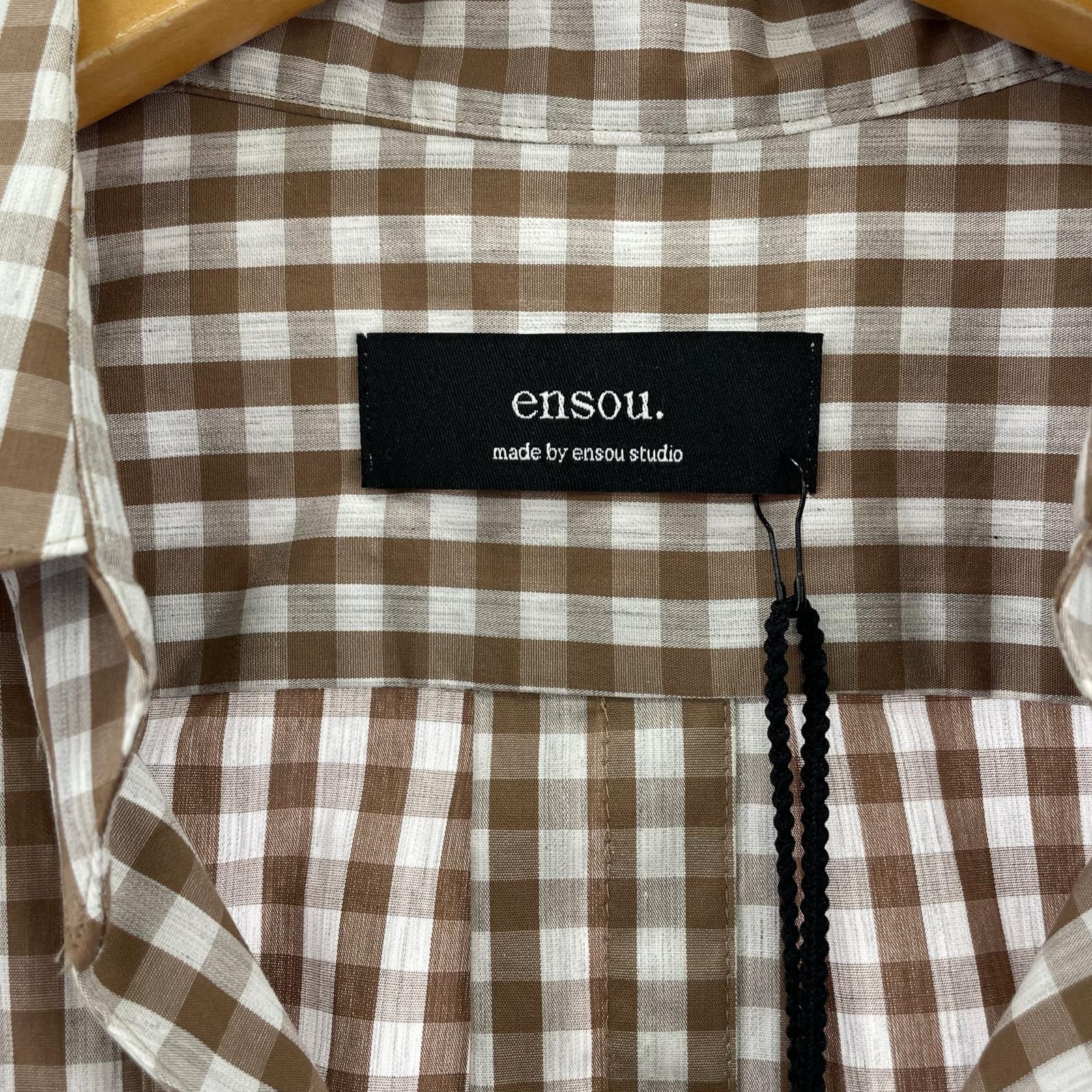 長袖シャツ ensou. 25ss Gingham Childish Shirt S ブラウン×ホワイト S