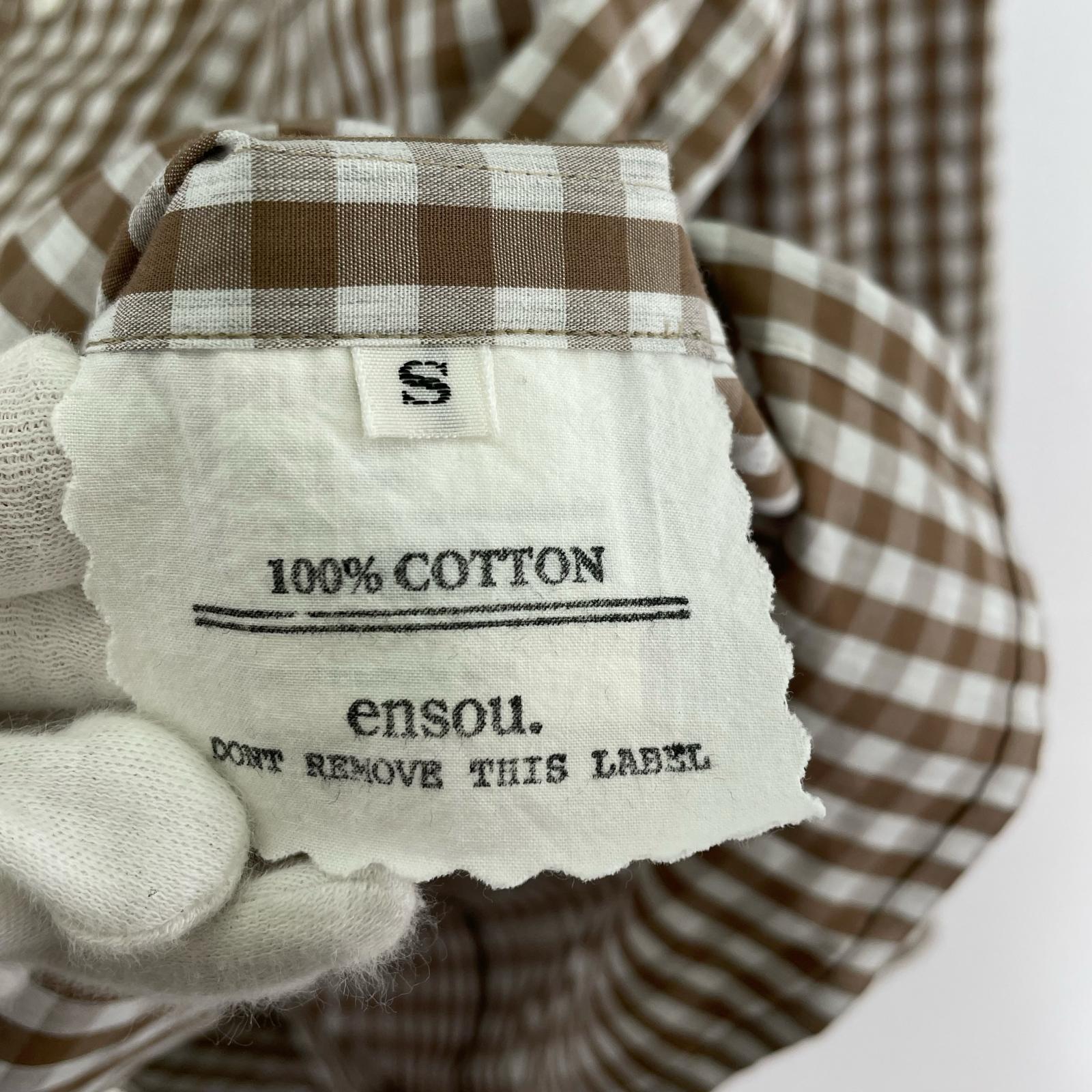 長袖シャツ ensou. 25ss Gingham Childish Shirt S ブラウン×ホワイト S