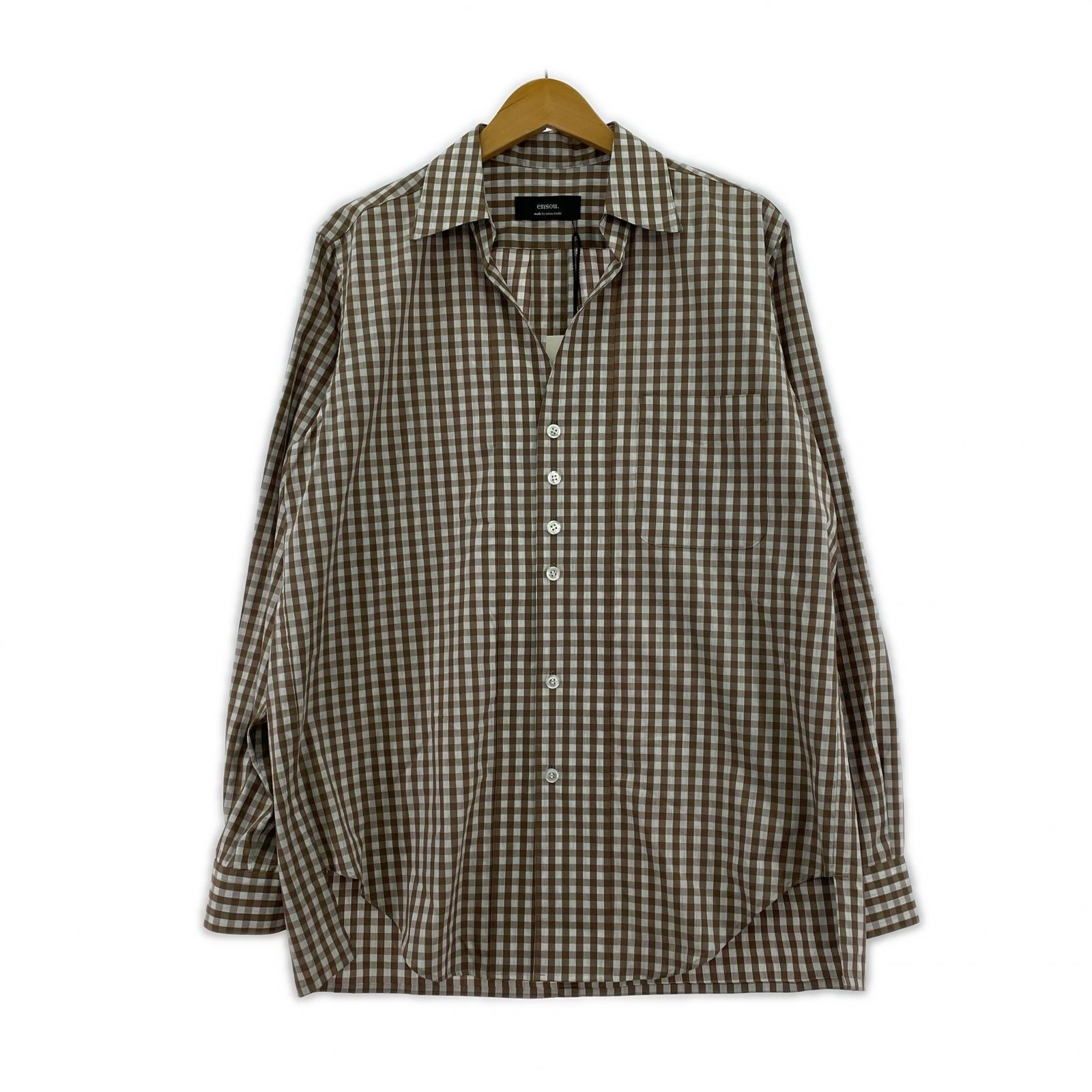 長袖シャツ ensou. 25ss Gingham Childish Shirt S ブラウン×ホワイト S