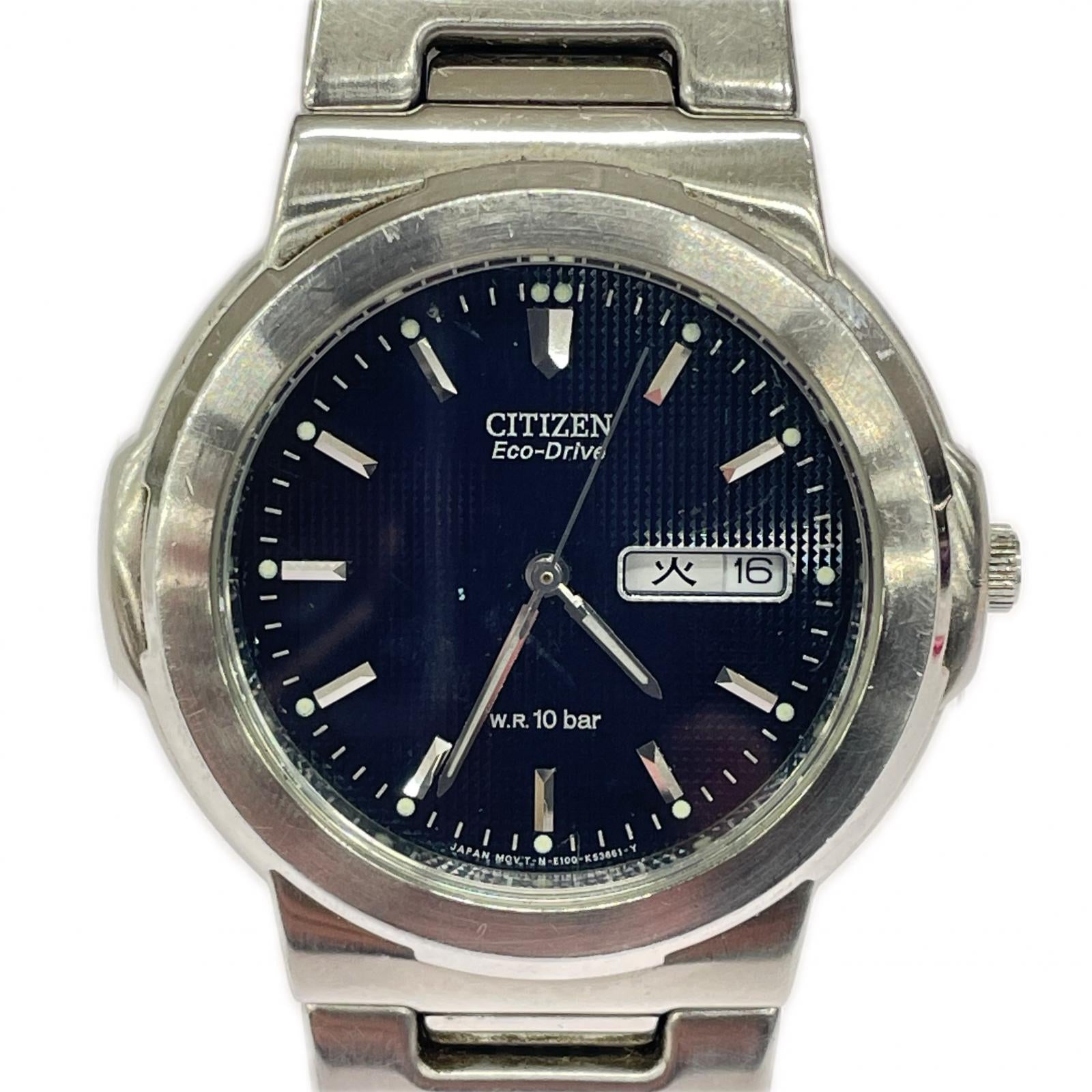 腕時計 ECO-DRIVE ソーラー腕時計 文字盤黒 シルバー